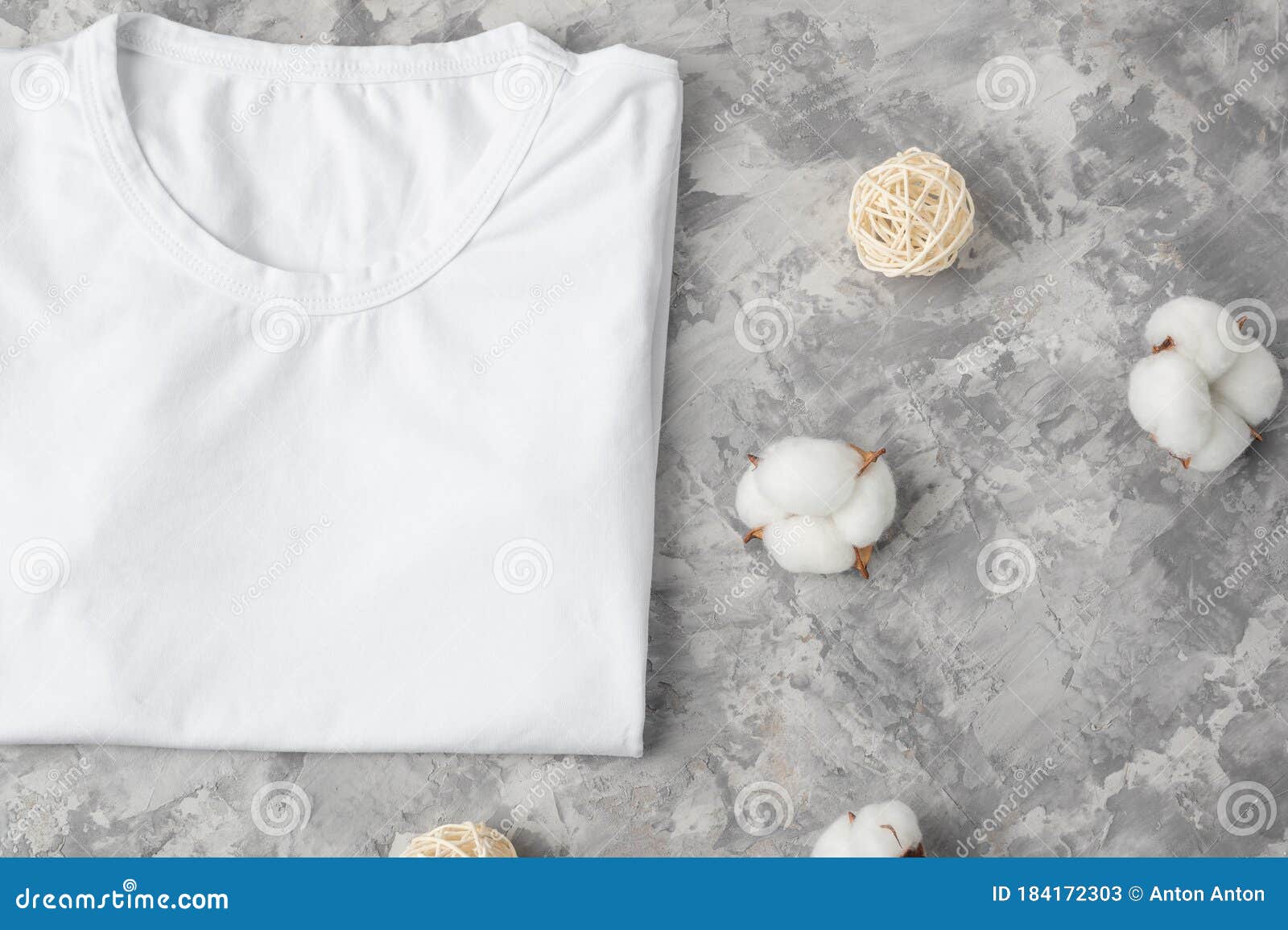 Flat Lay Layout for Design, White Mockup T-shirt for Placing Fonts ...