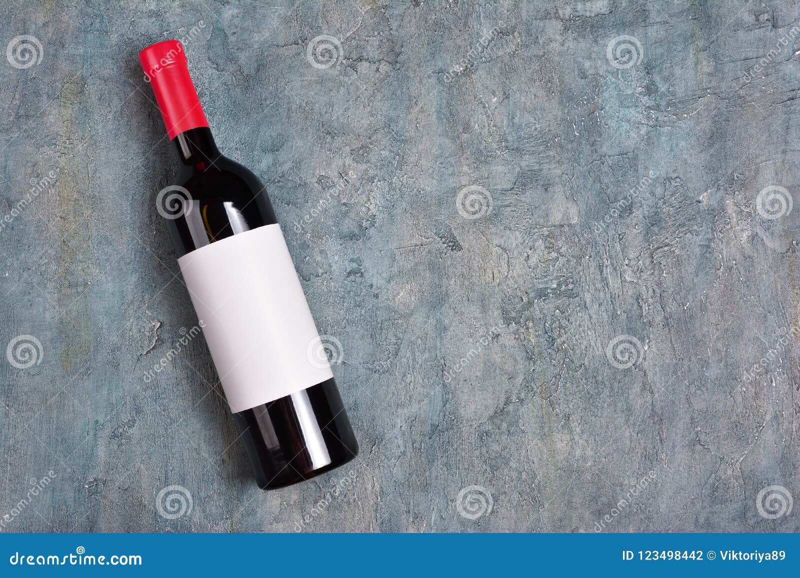 Flat Lay of Lying Red Wine Bottle with White Empty Label and Copy Space Stock Photo Image of