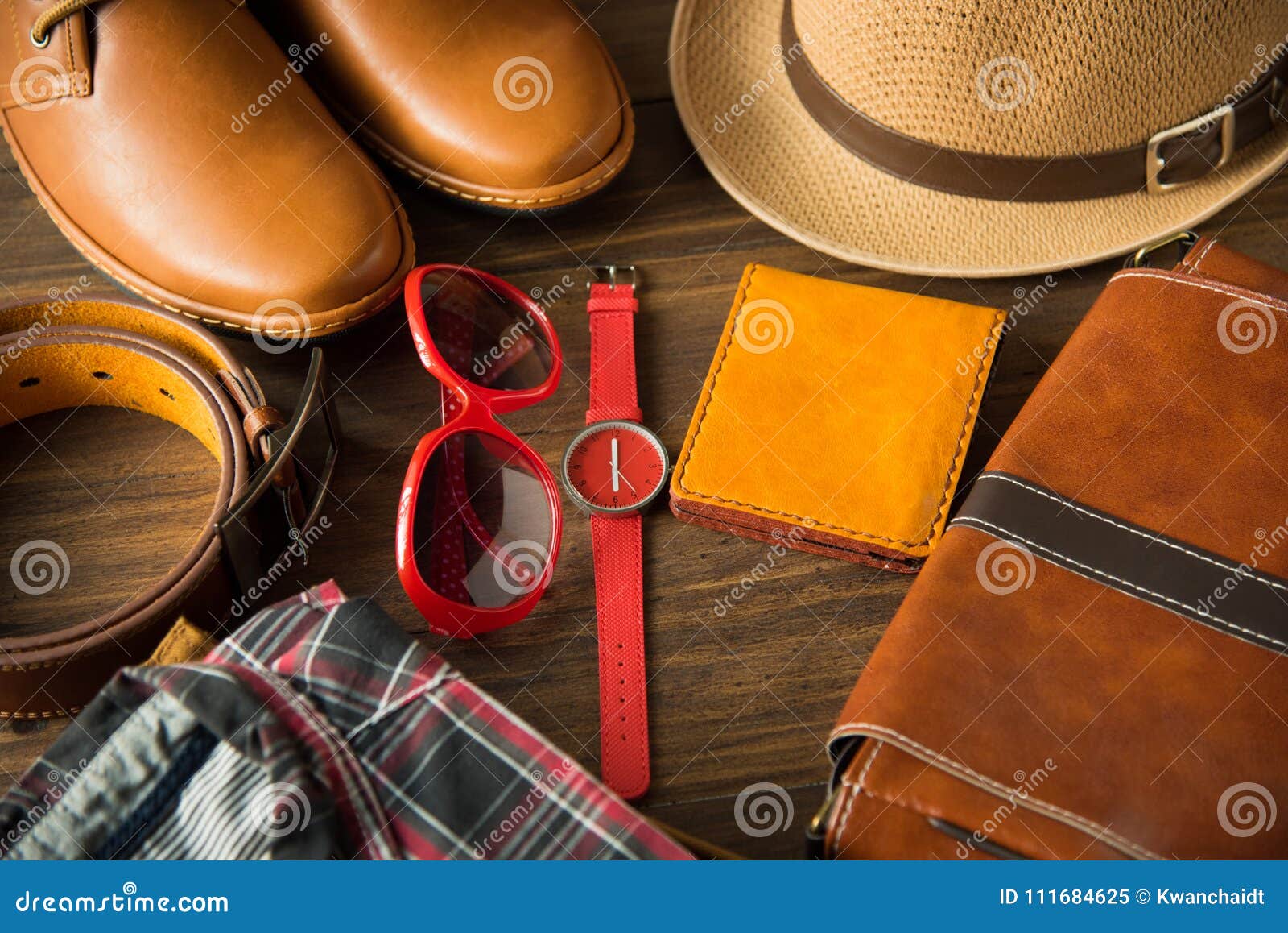 Flat Lay of Men Casual Fashion on Wooden Floor Stock Image - Image of ...