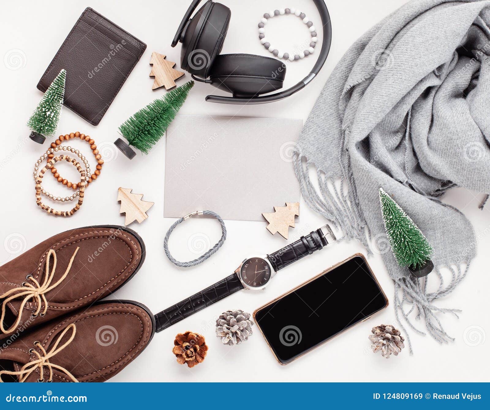 Flat Lay of S Accessories with Shoes, Watch, Phone, Earphone Stock Image Image of percent: 124809169