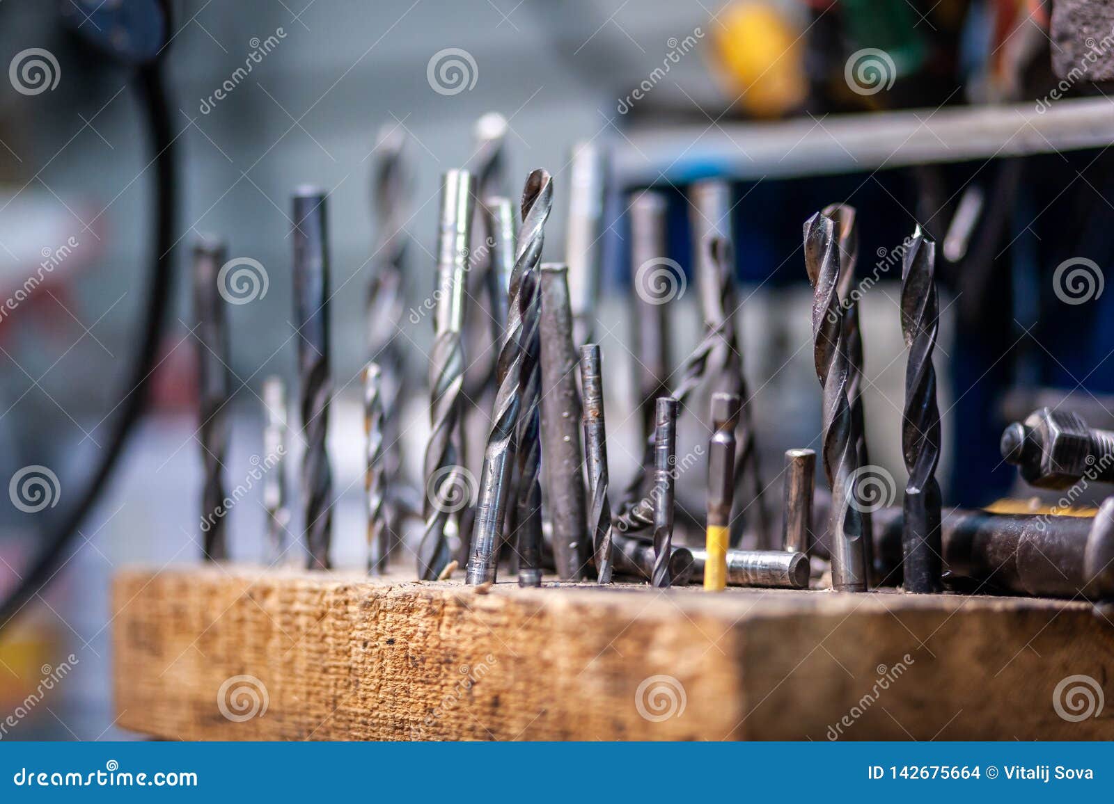 Closeup Carpenter`s Tool Kit Stock Photo Image of drills, white