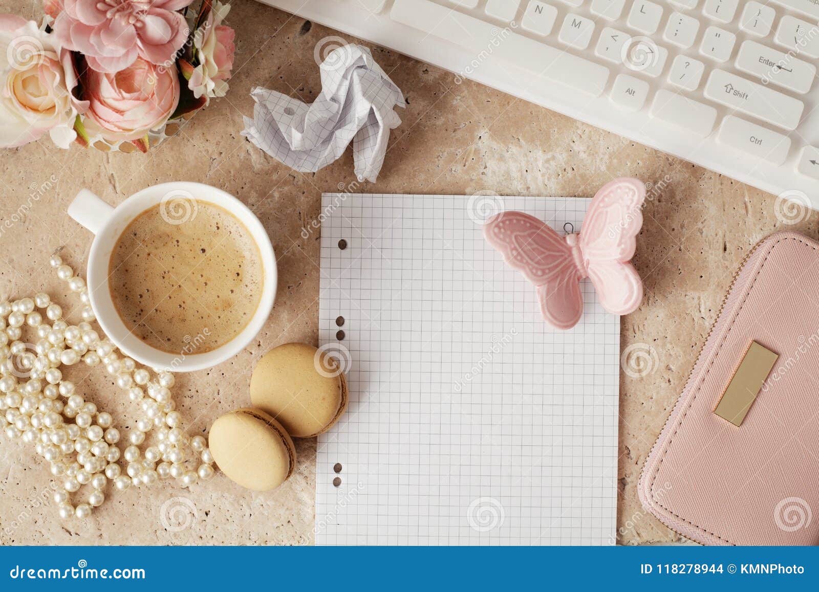 Flat Lay Notebook And Office Accessories Stock Photo Image Of