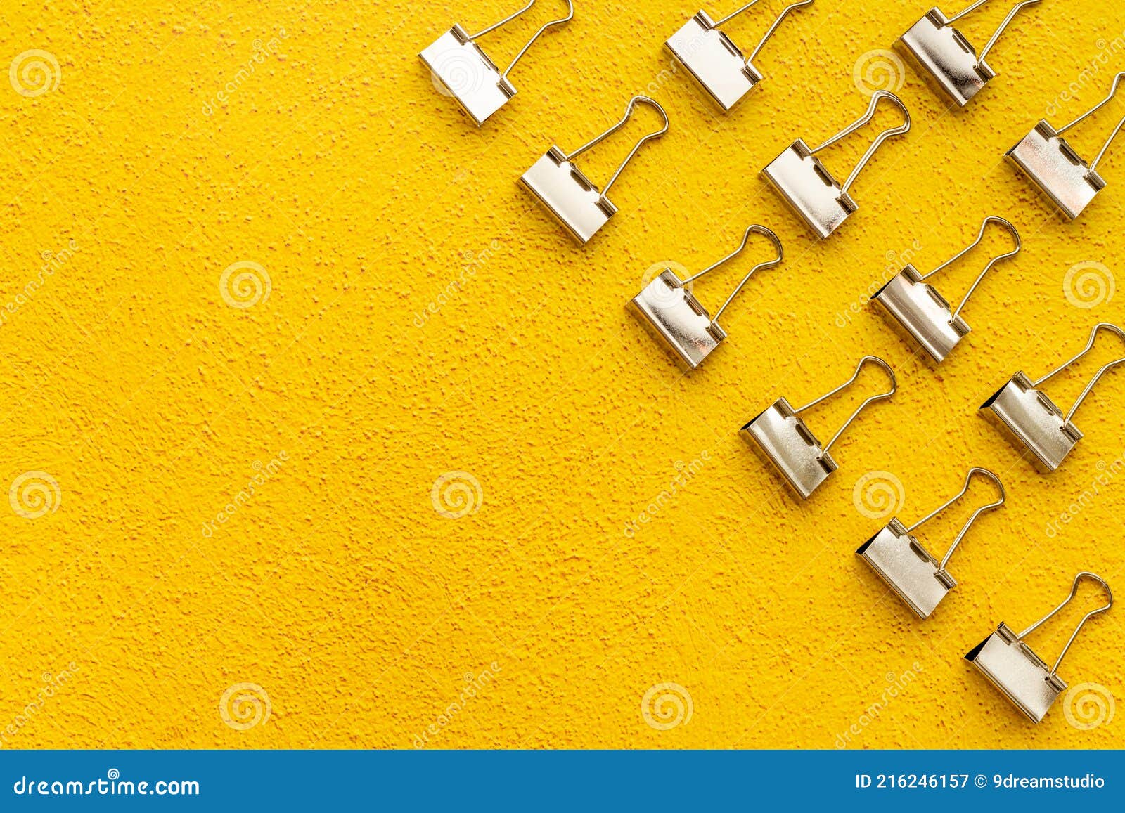 Flat Lay of Paper Binder Clips, Office Supplies Pattern Stock Image