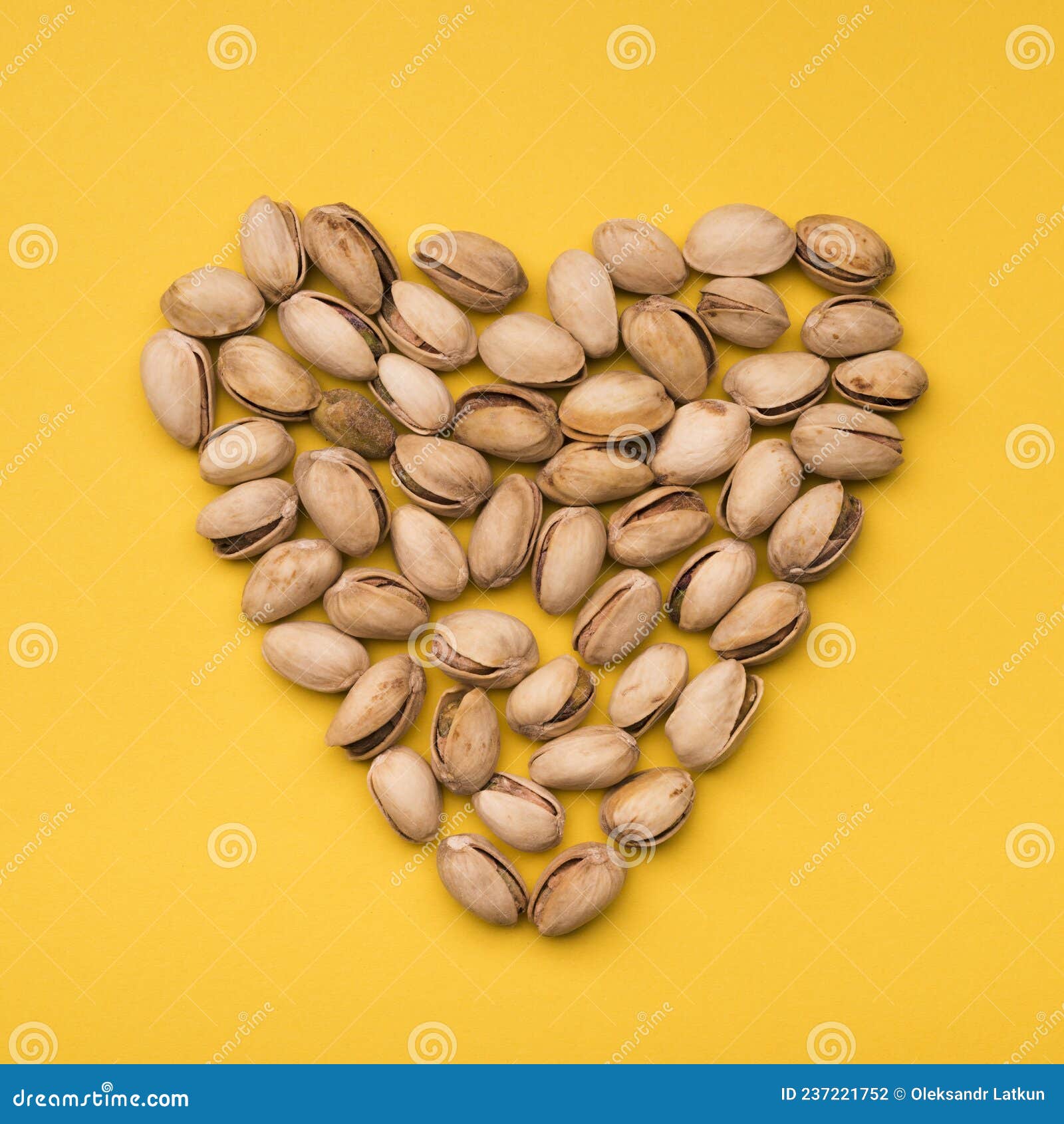Flat Lay Pistachio Heart Shape. High Quality Photo Stock Photo Image