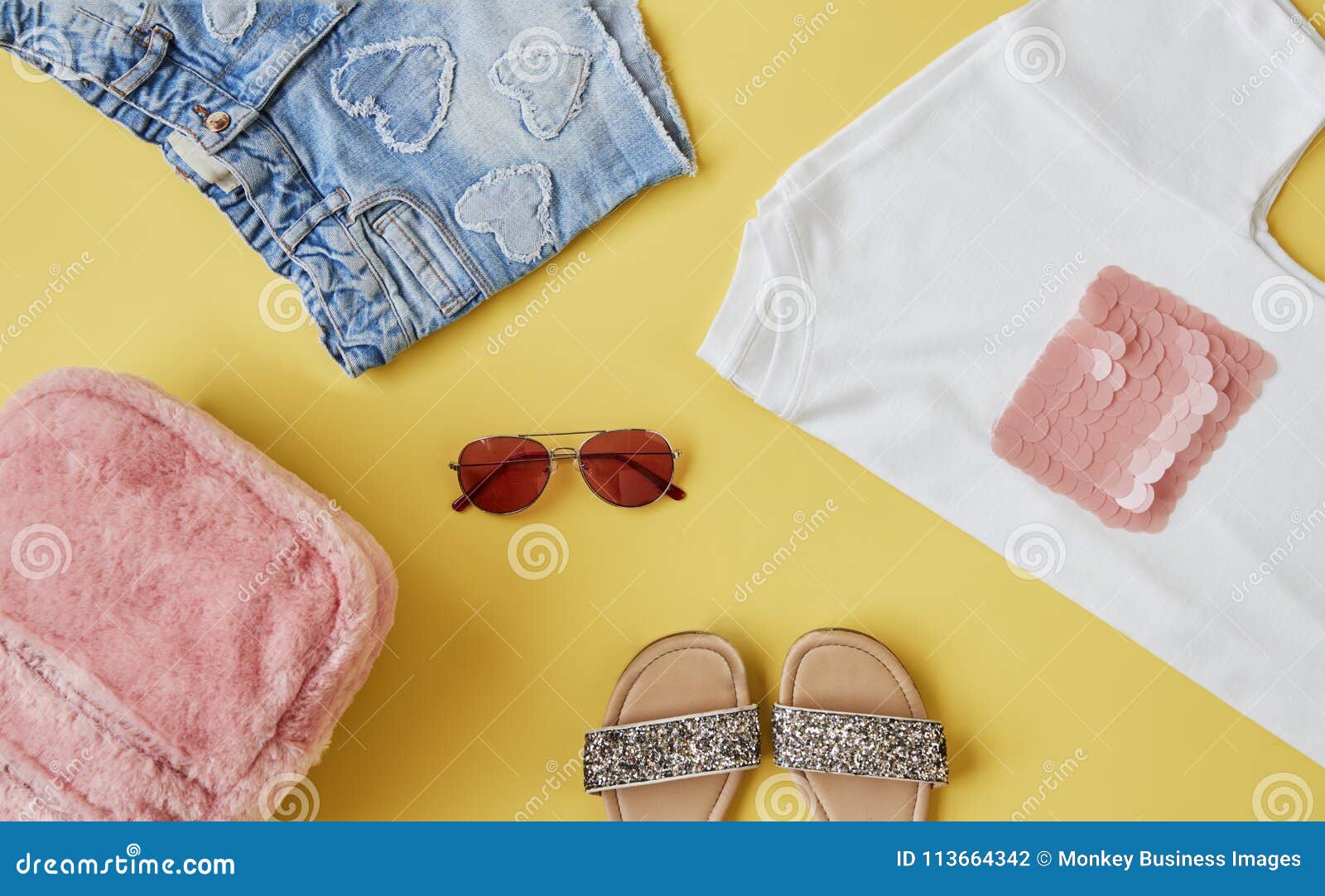 Flat Lay Shot of Female Summer Clothing Stock Photo - Image of space ...