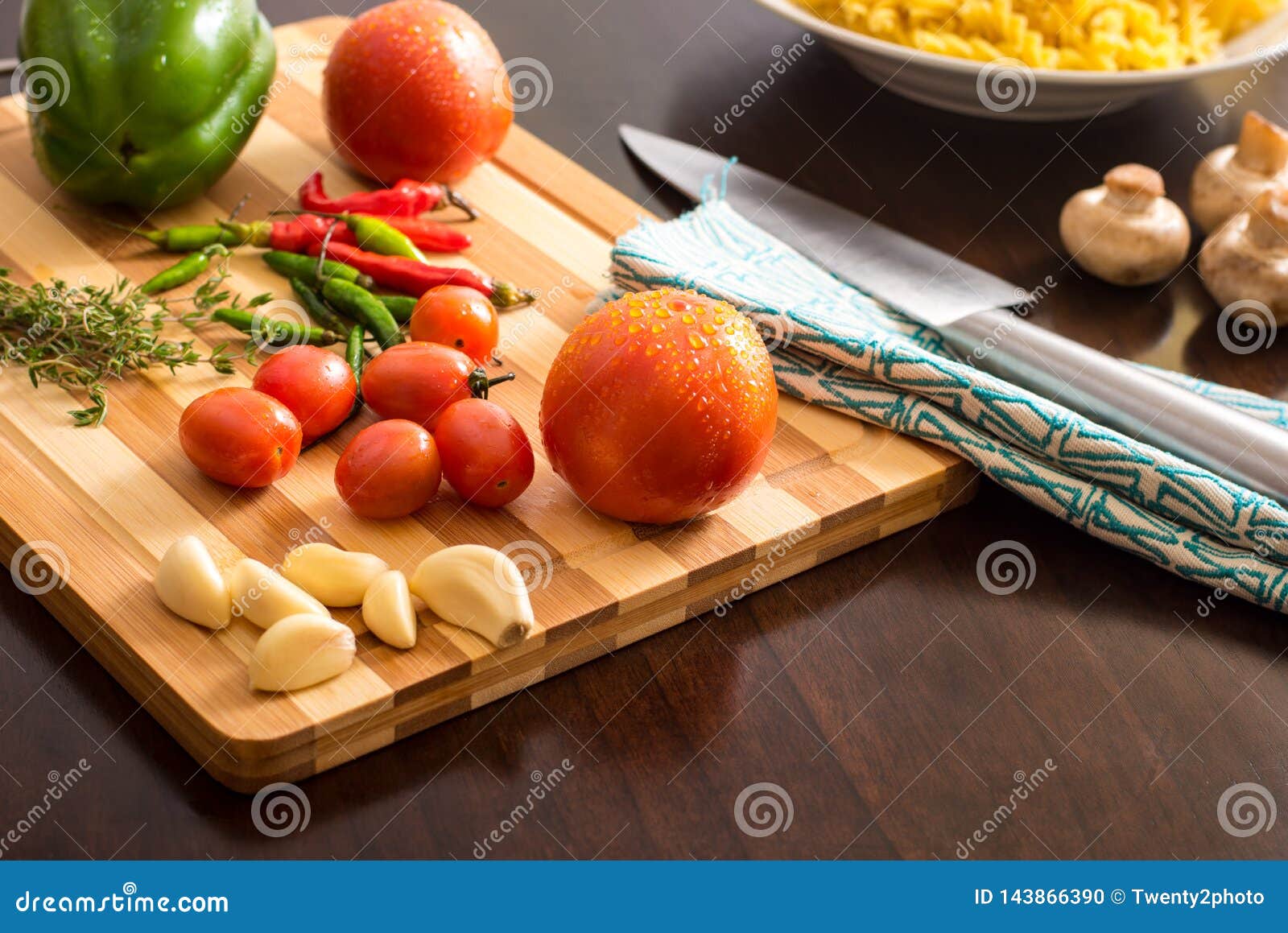 Table Top Food / Cooking Stock Photo with Pasta and Ingredients on