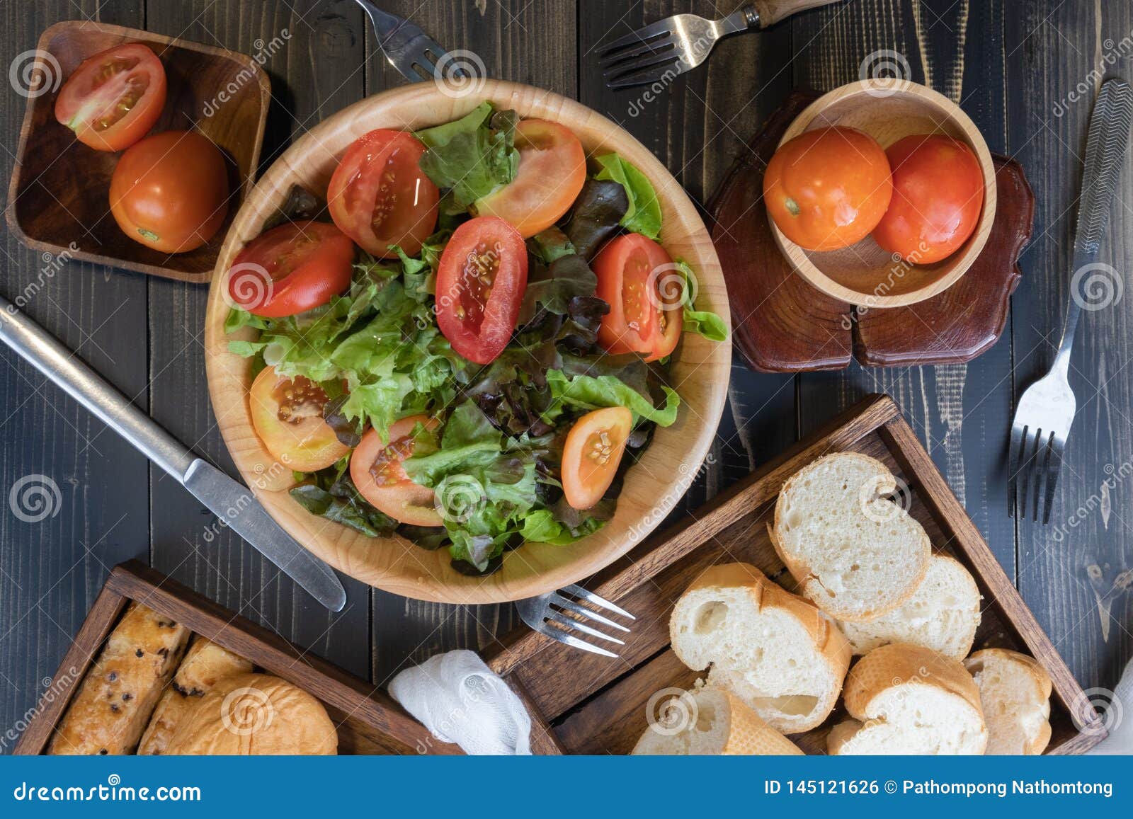 Vegetable Salad on Bowl and Bread Stock Photo Image of cucumber