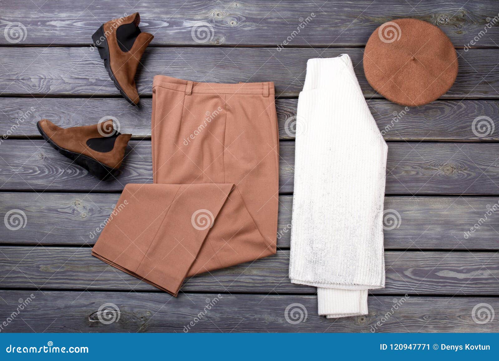 Flat Lay Warm Clothing Arrangement. Stock Image - Image of clothing ...