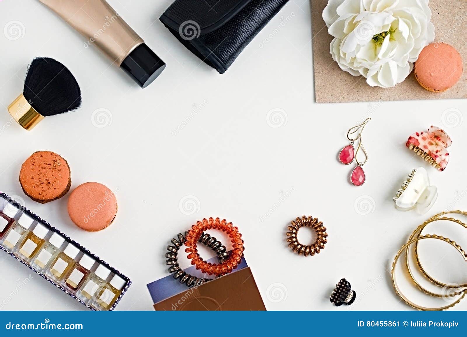 Flat Lay of Woman`s Fashion Beauty Products on a White Backgroun Stock ...