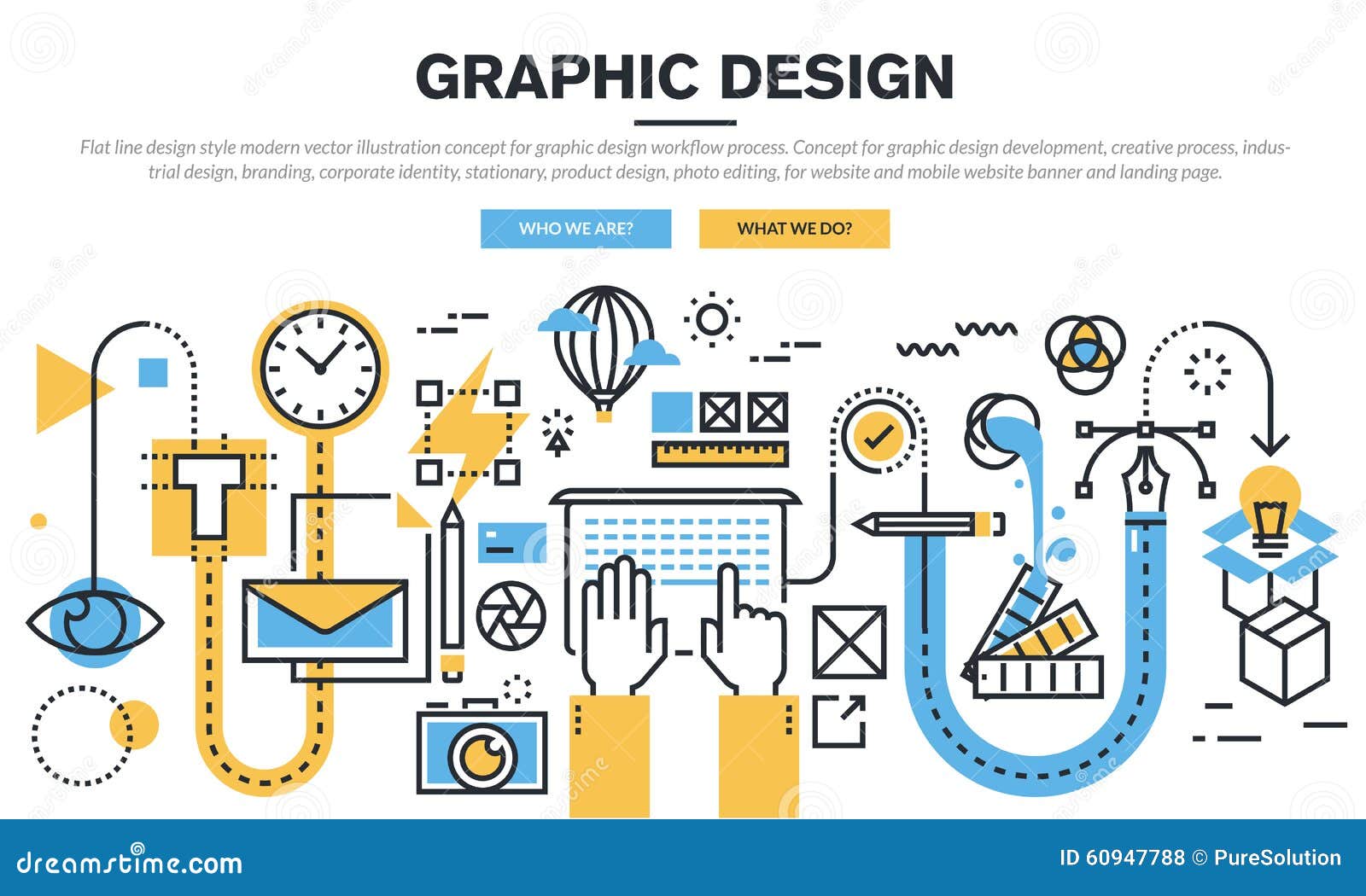 flat line  concept for graphic  workflow process