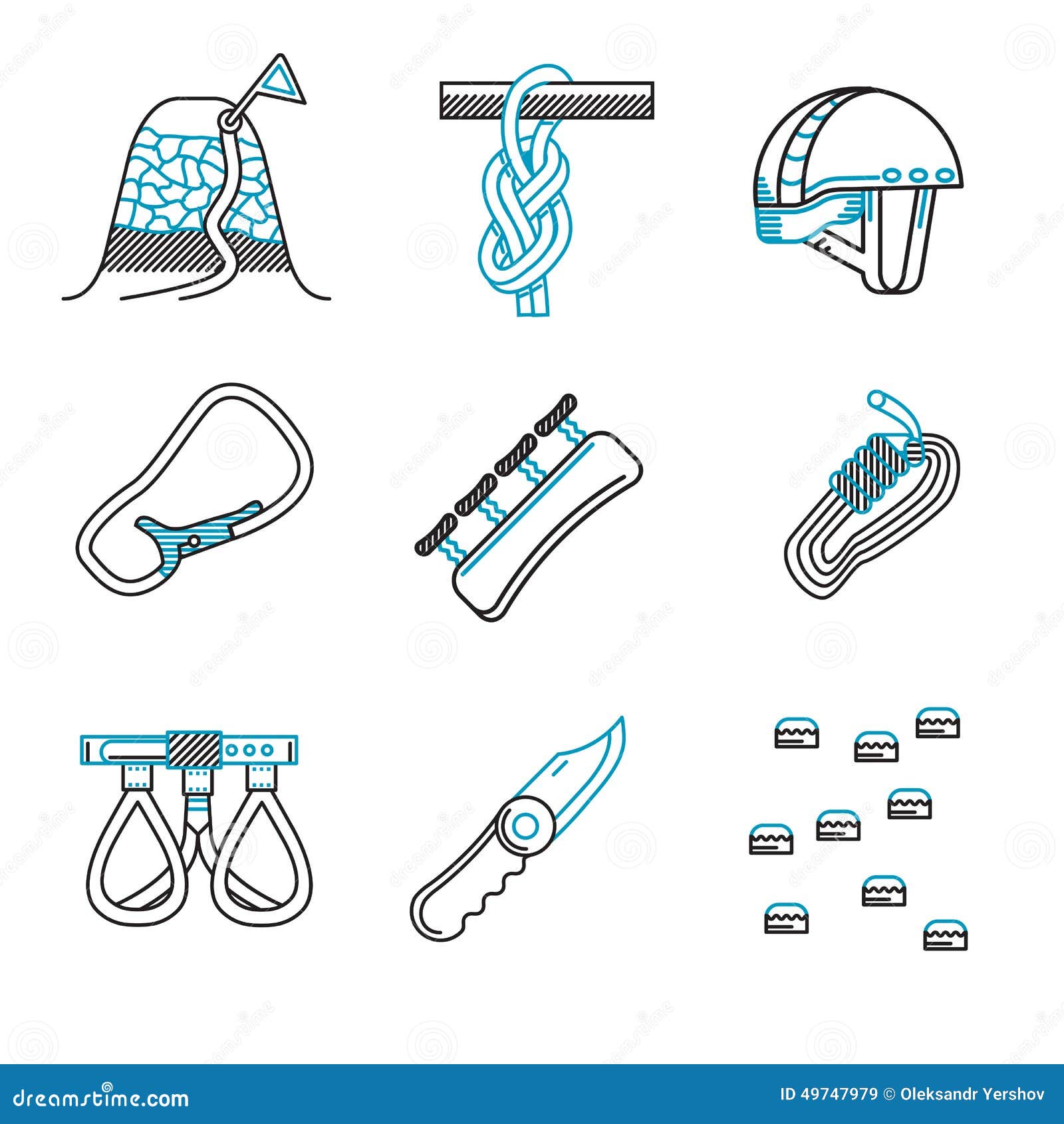 Flat Line Icons for Mountaineering Equipment Stock Illustration -  Illustration of isolated, climber: 49747979