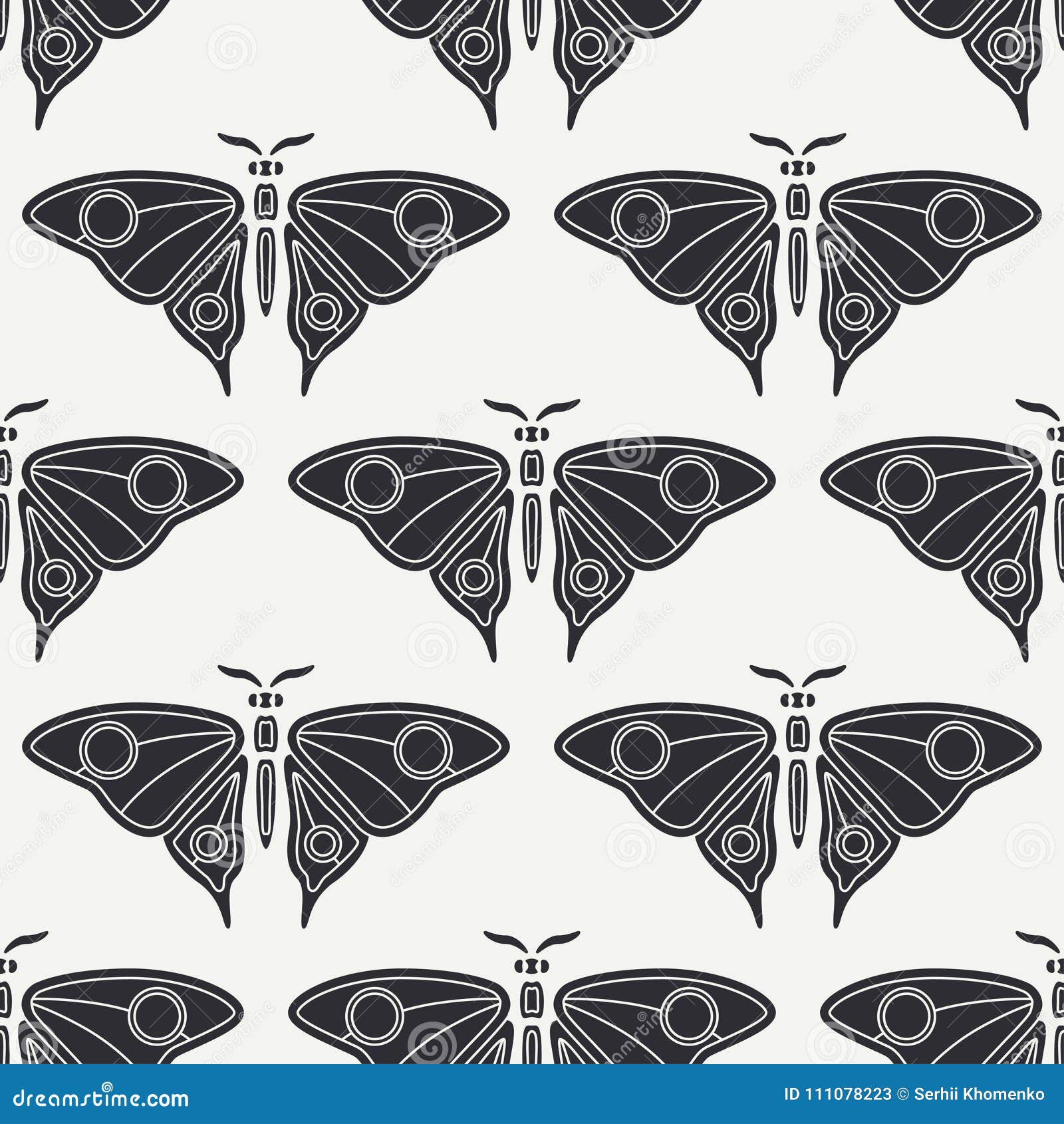 flat line  seamless pattern wildlife fauna, butterfly. simplified retro cartoon style. insect. beetle. entomology