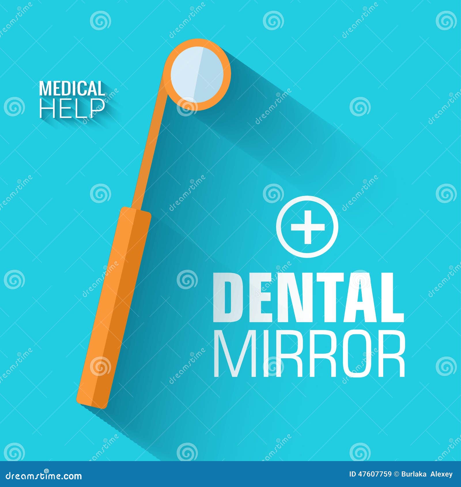 Flat Medical Dental Mirror Background. Vector Stock Vector