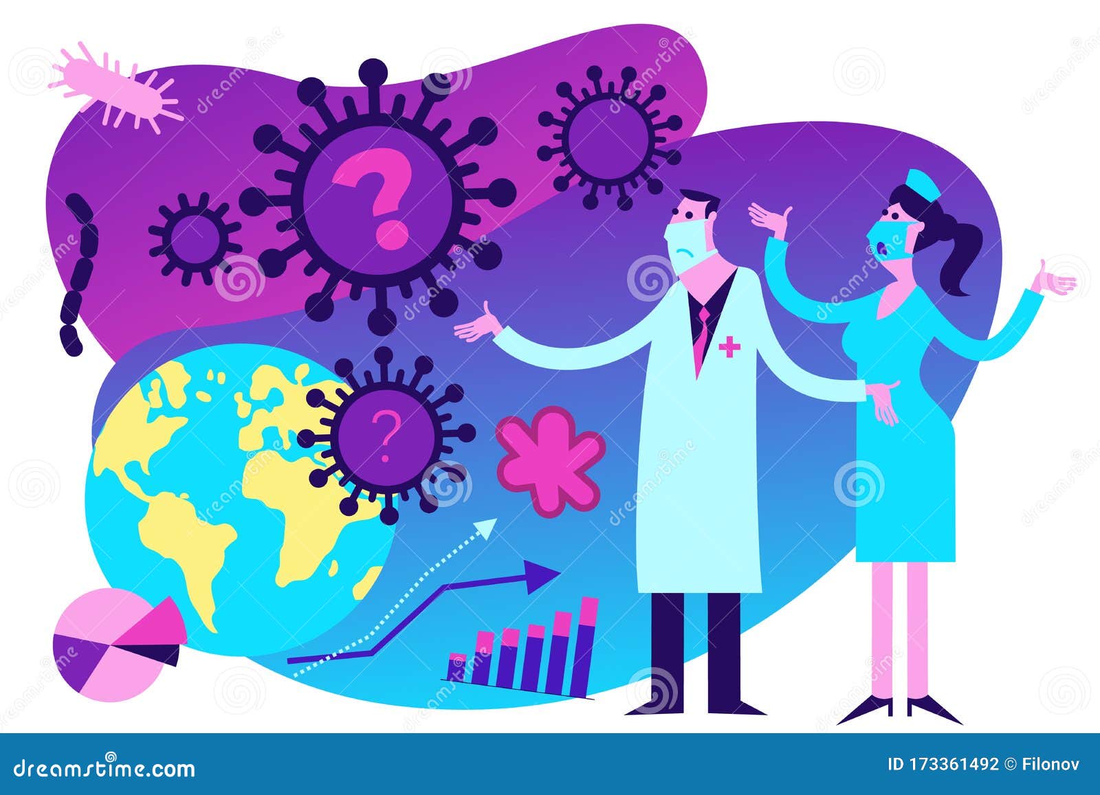 Medical Illustration on the Theme of the Epidemic: a Doctor and a Nurse ...