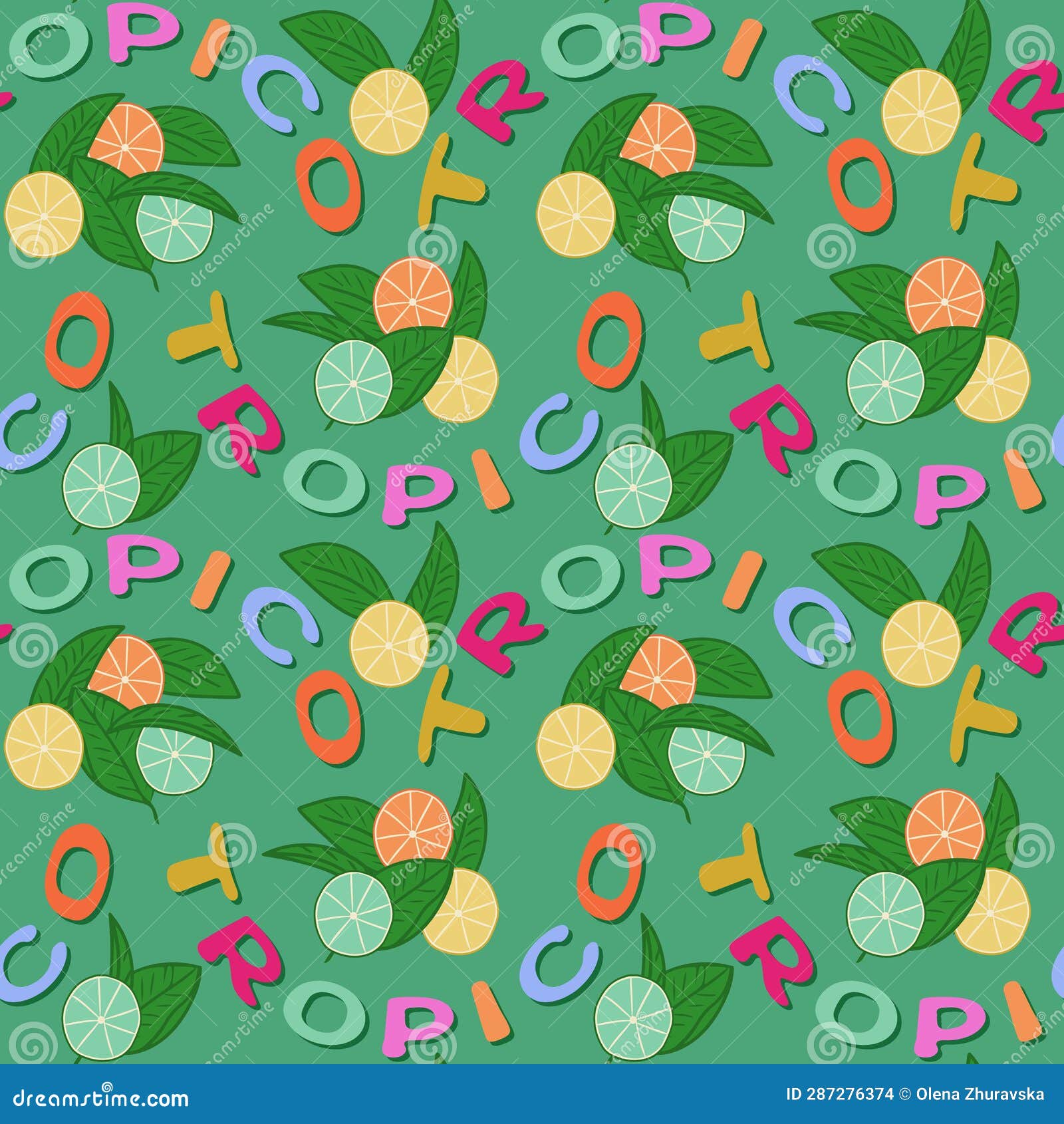 flat minimalist tropical fruit seamless pattern