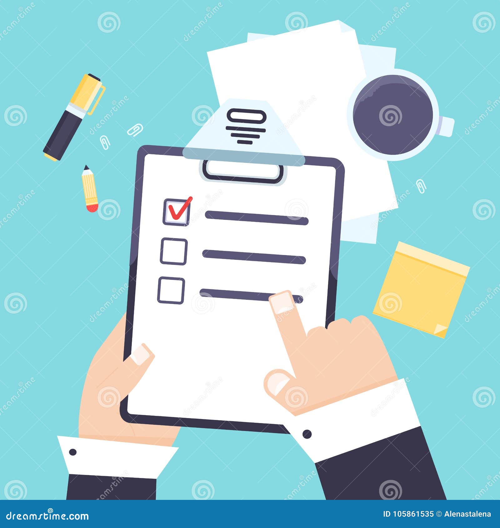 flat modern agenda list business concept with clipboard pencil modern clipboard