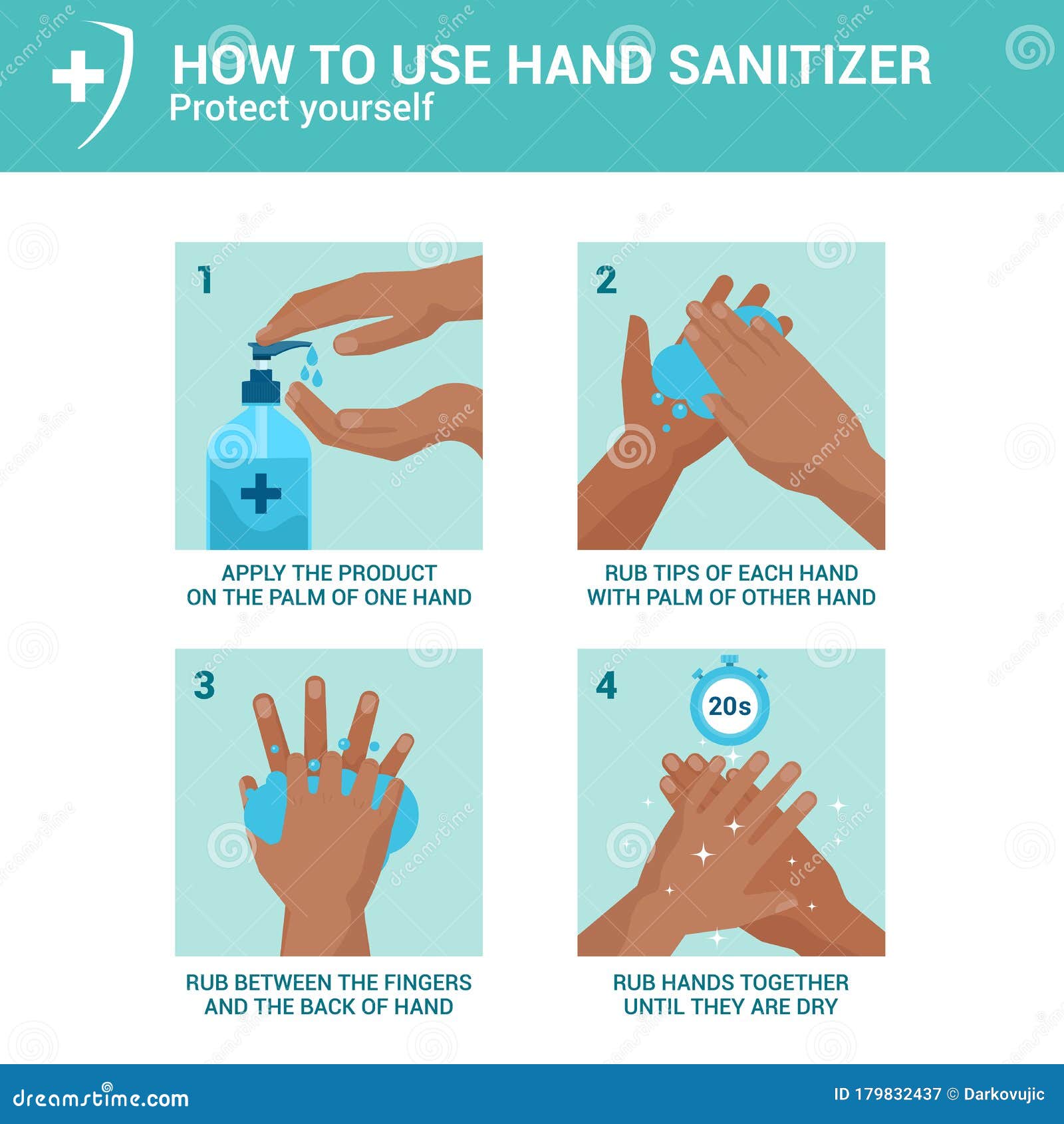 flat modern   of coronavirus - how to use hand sanitizer 3