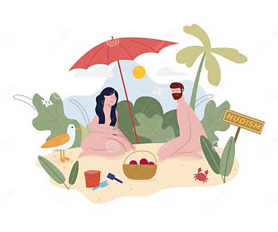 Flat Nude Zone Concept Illustrated Vector Illustration. Stock Vector