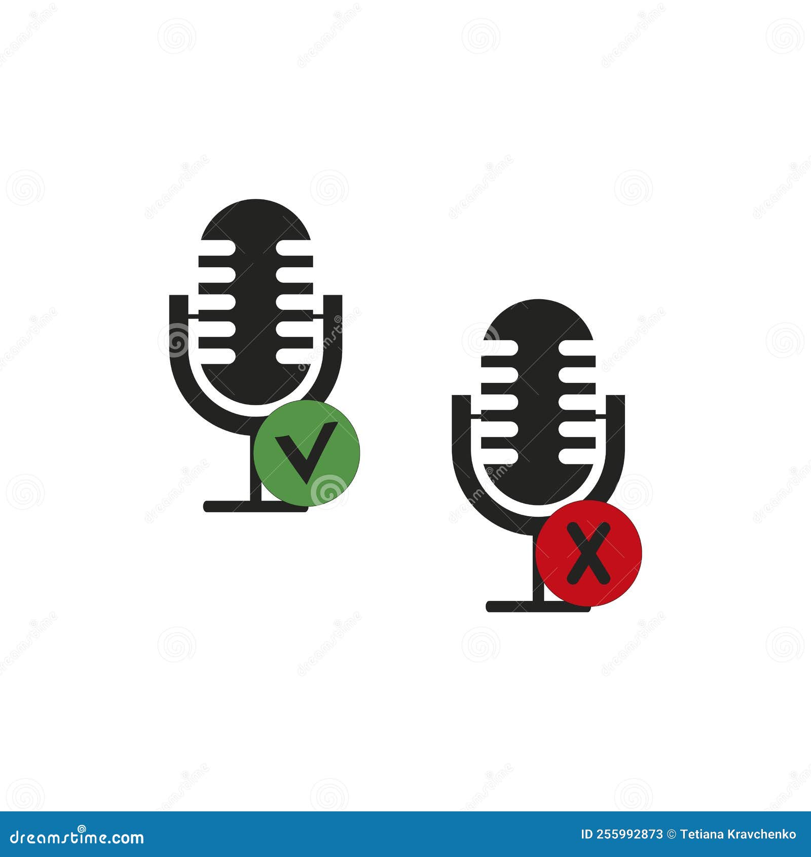 flat on off microphone. speaker icon.  . stock image.