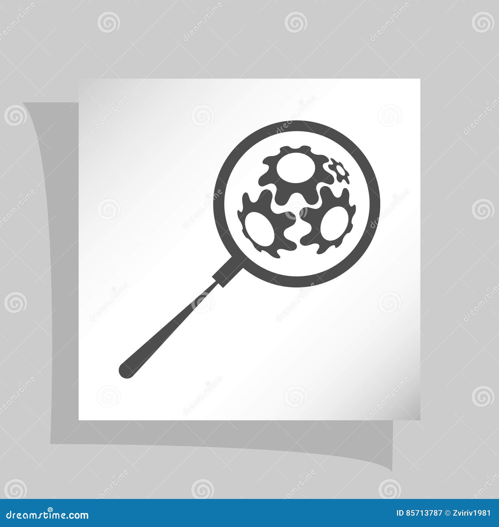Flat Paper Cut Style Icon of Magnifier Stock Illustration