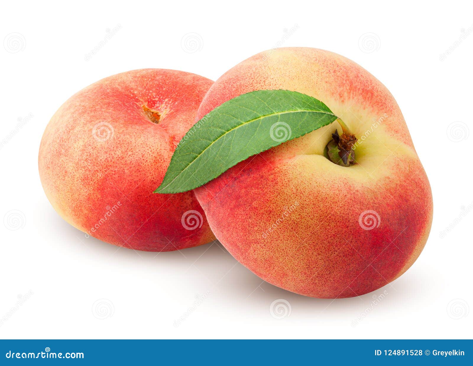 flat peach  on white background, clipping path, full depth of field