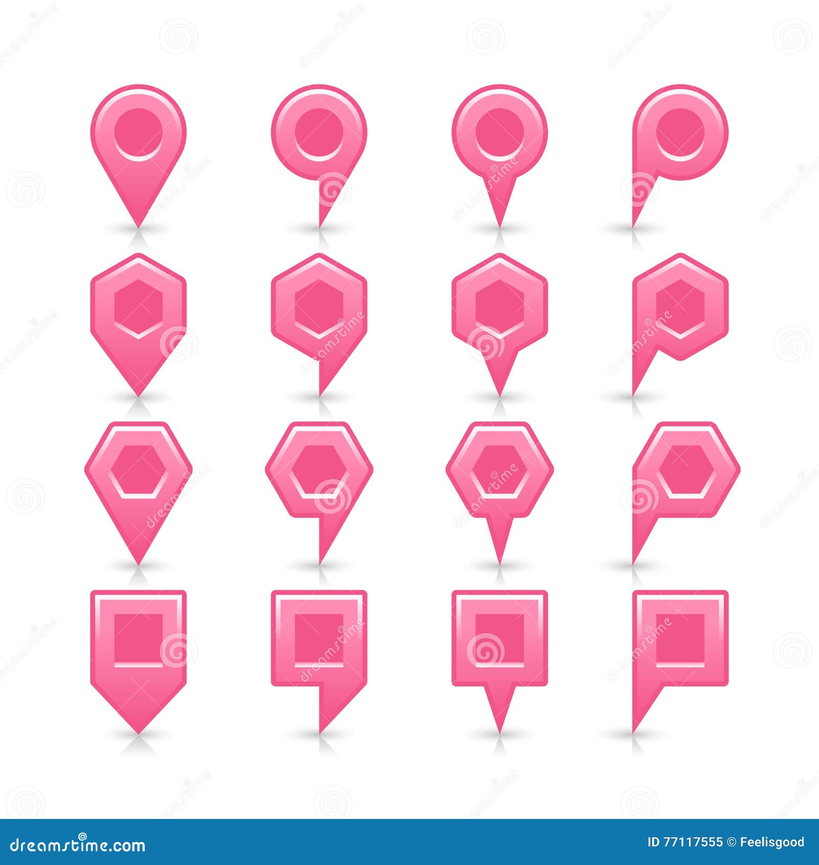 Flat Pink Color Map Pin Sign Location Icon Stock Vector Illustration