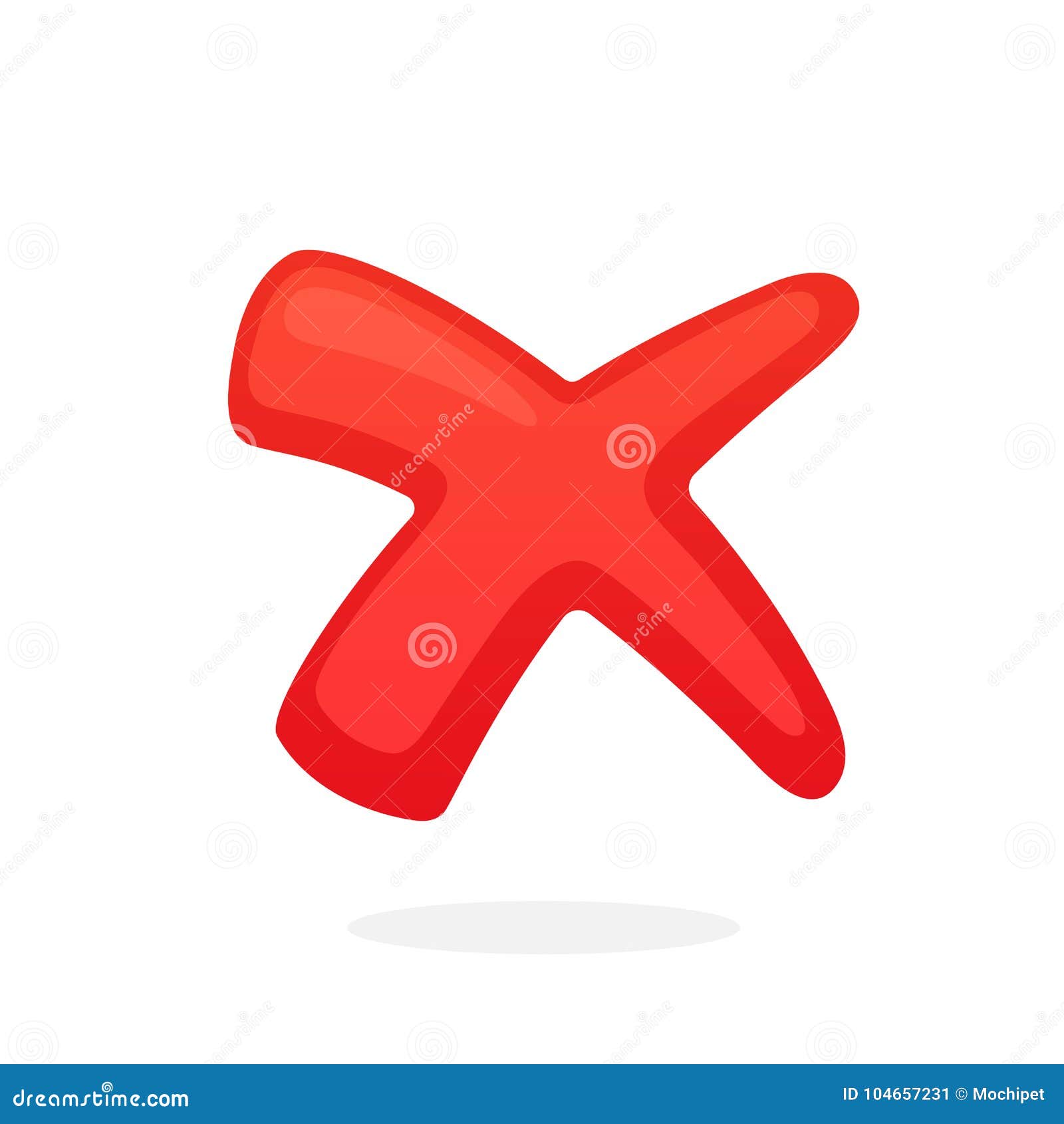 flat red cross check mark for indicate wrong choice