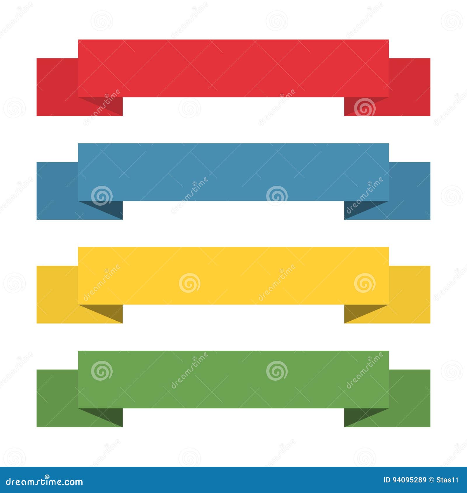 Flat Ribbons Banners. Ribbons in Flat Design Stock Illustration ...