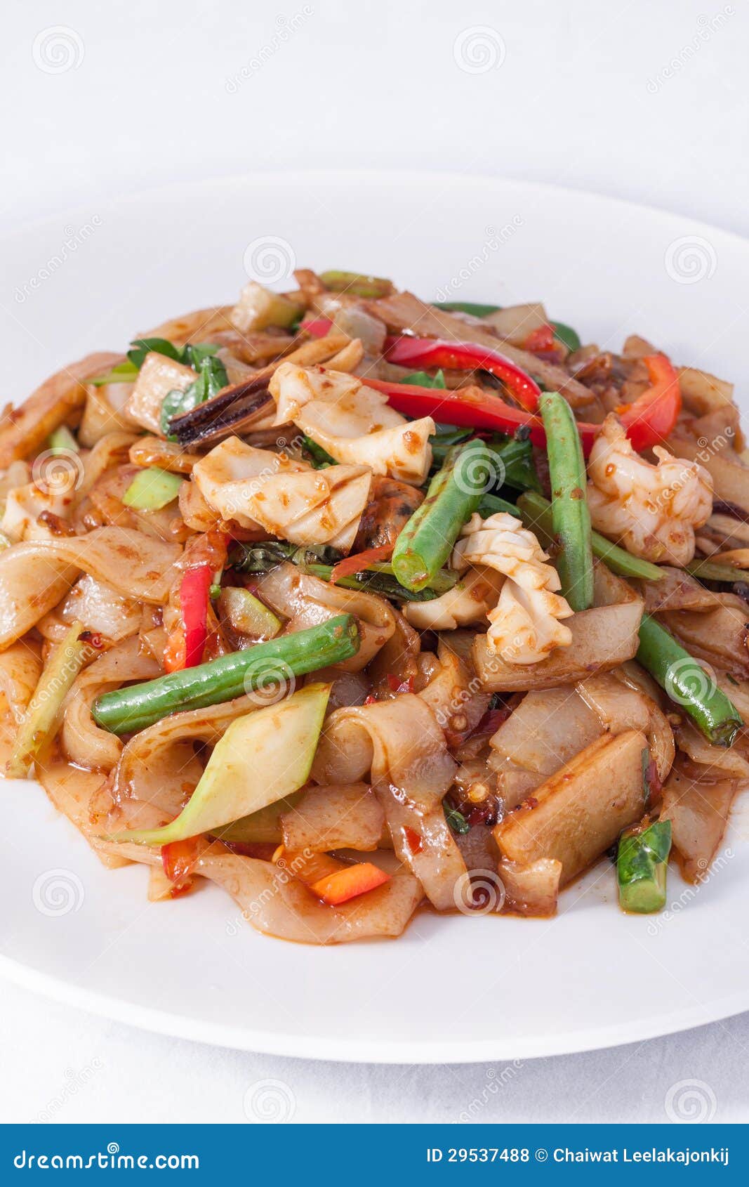 Flat Rice Noodle Stir Fried Withseafood. Stock Photo Image of bowl, diet 29537488
