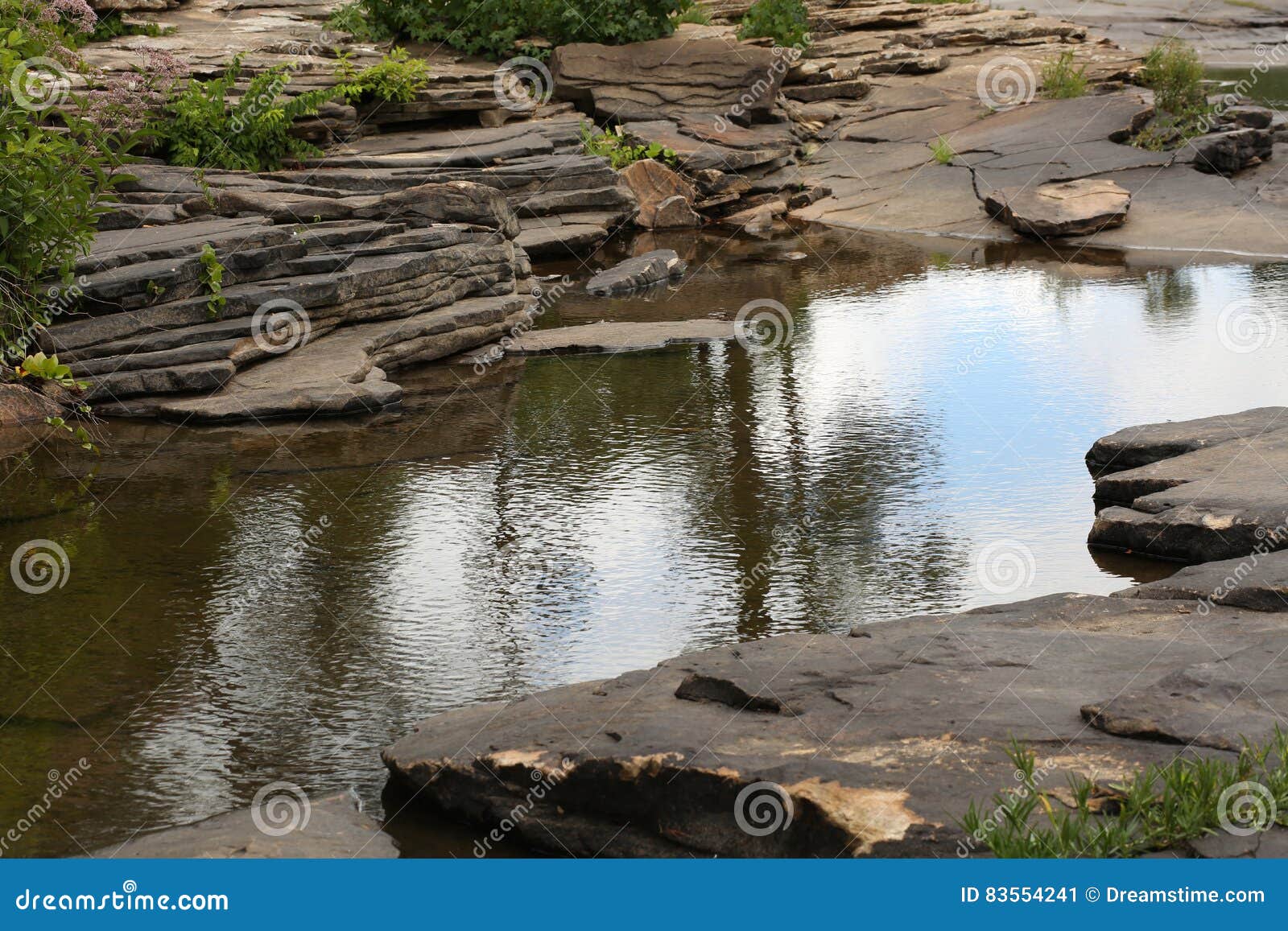 Flat Rocks and Creek stock image. Image of serenity, quiet 83554241