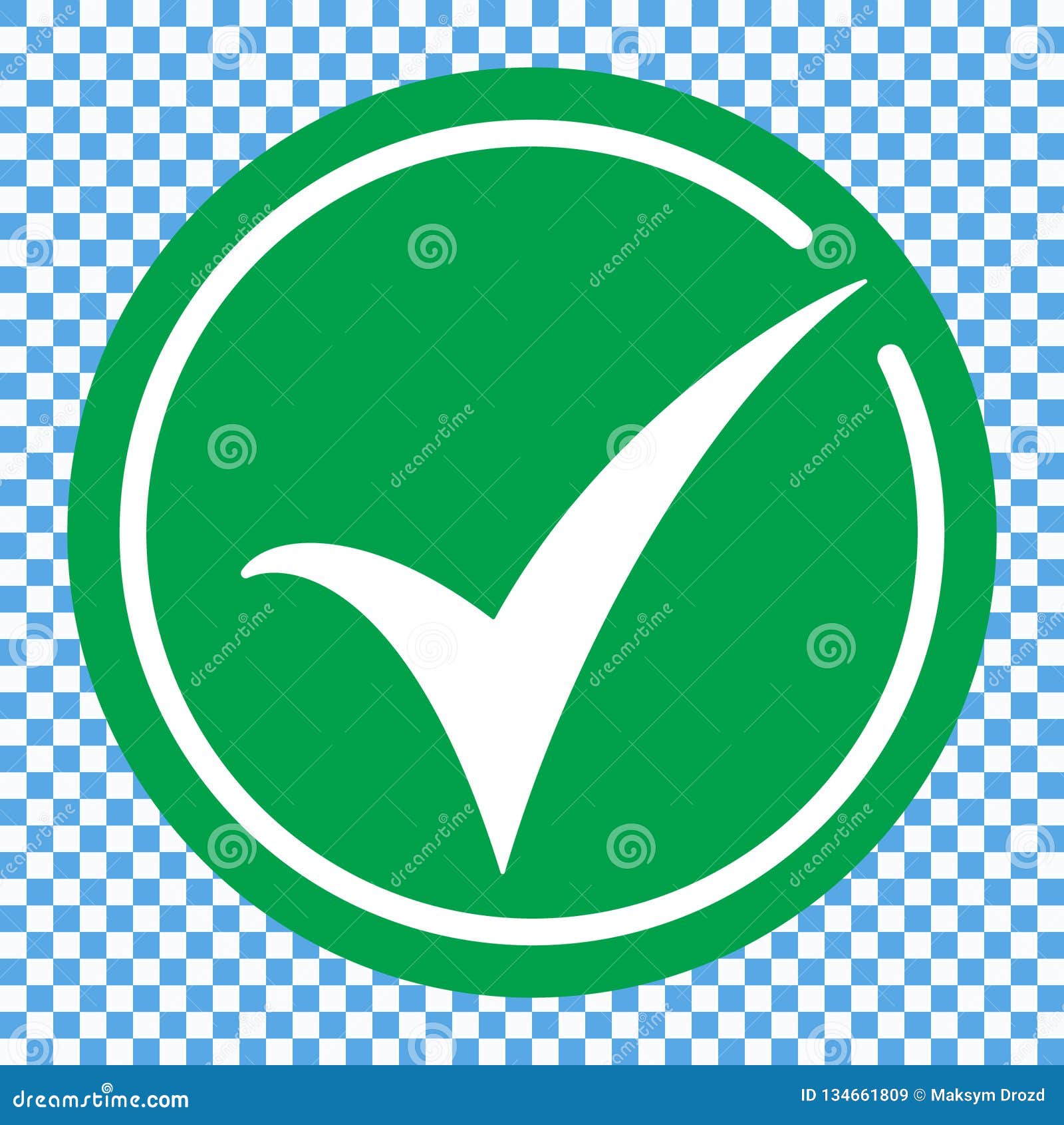 Flat Round Check Mark Green Icon, Button. Tick Symbol Isolated on ...