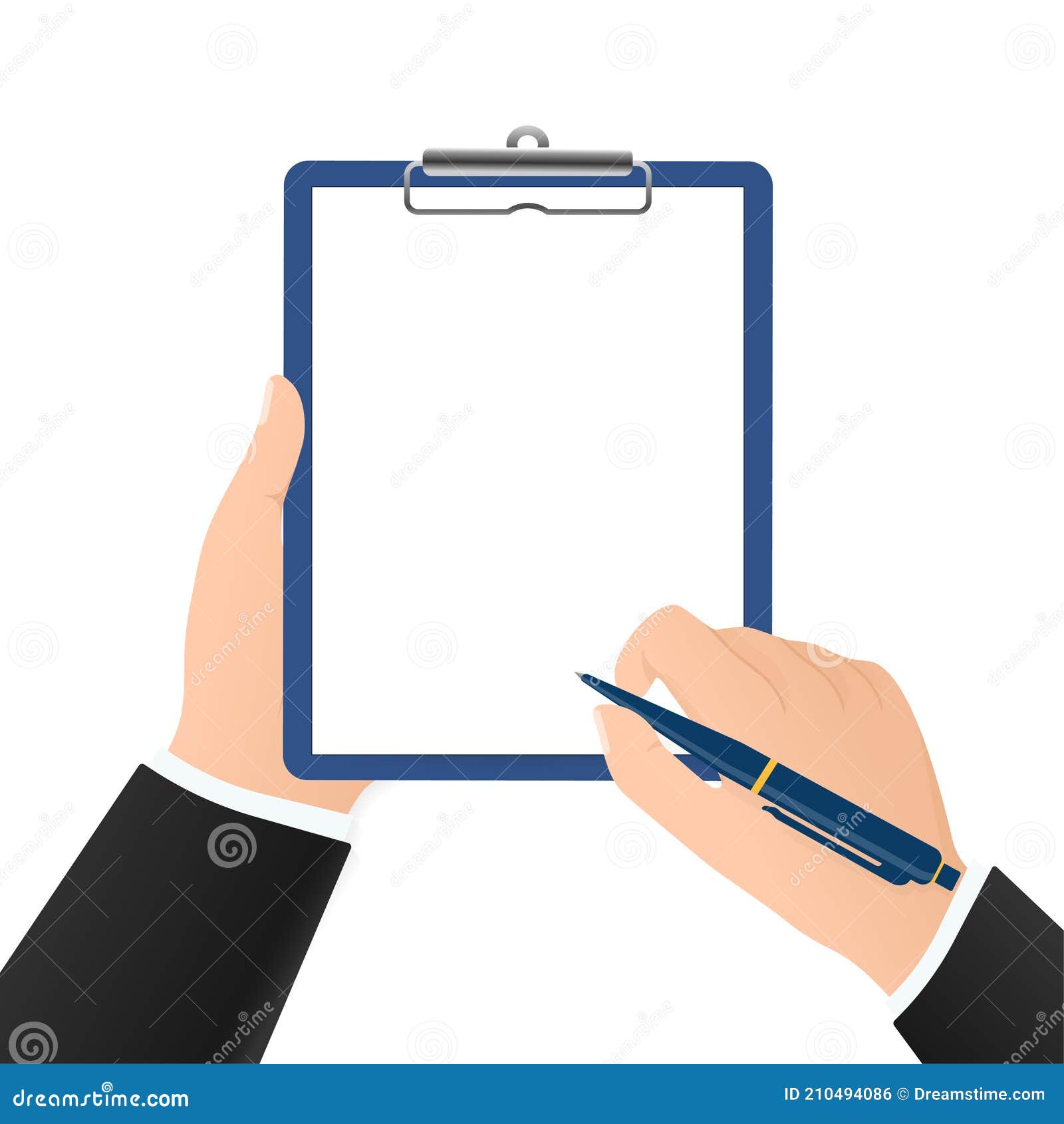 Flat Signature Hand with Pen for Paper Design. Isolated Flat Vector ...