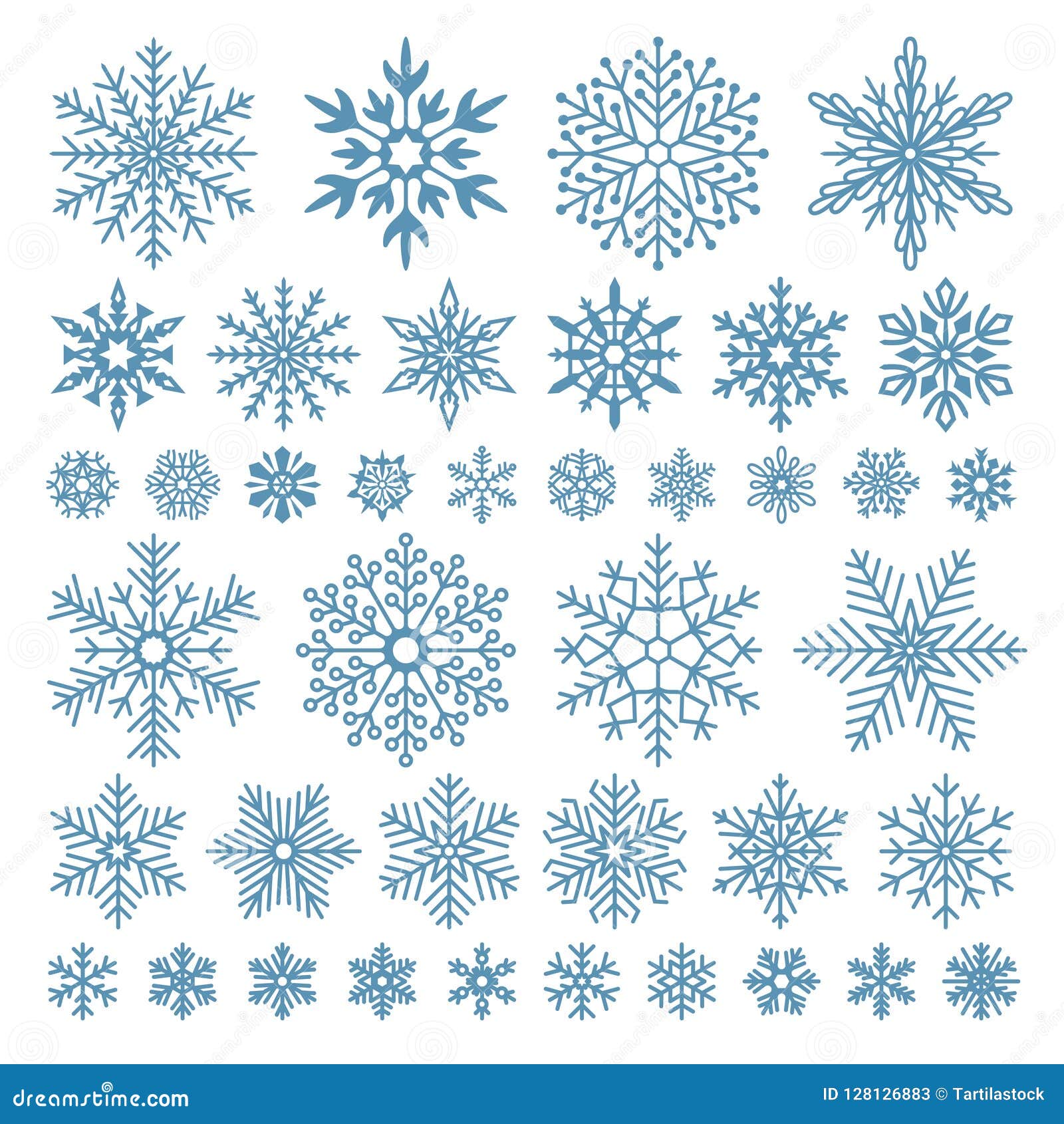 flat snowflakes. winter snowflake crystals, christmas snow s and frosted cool icon   set