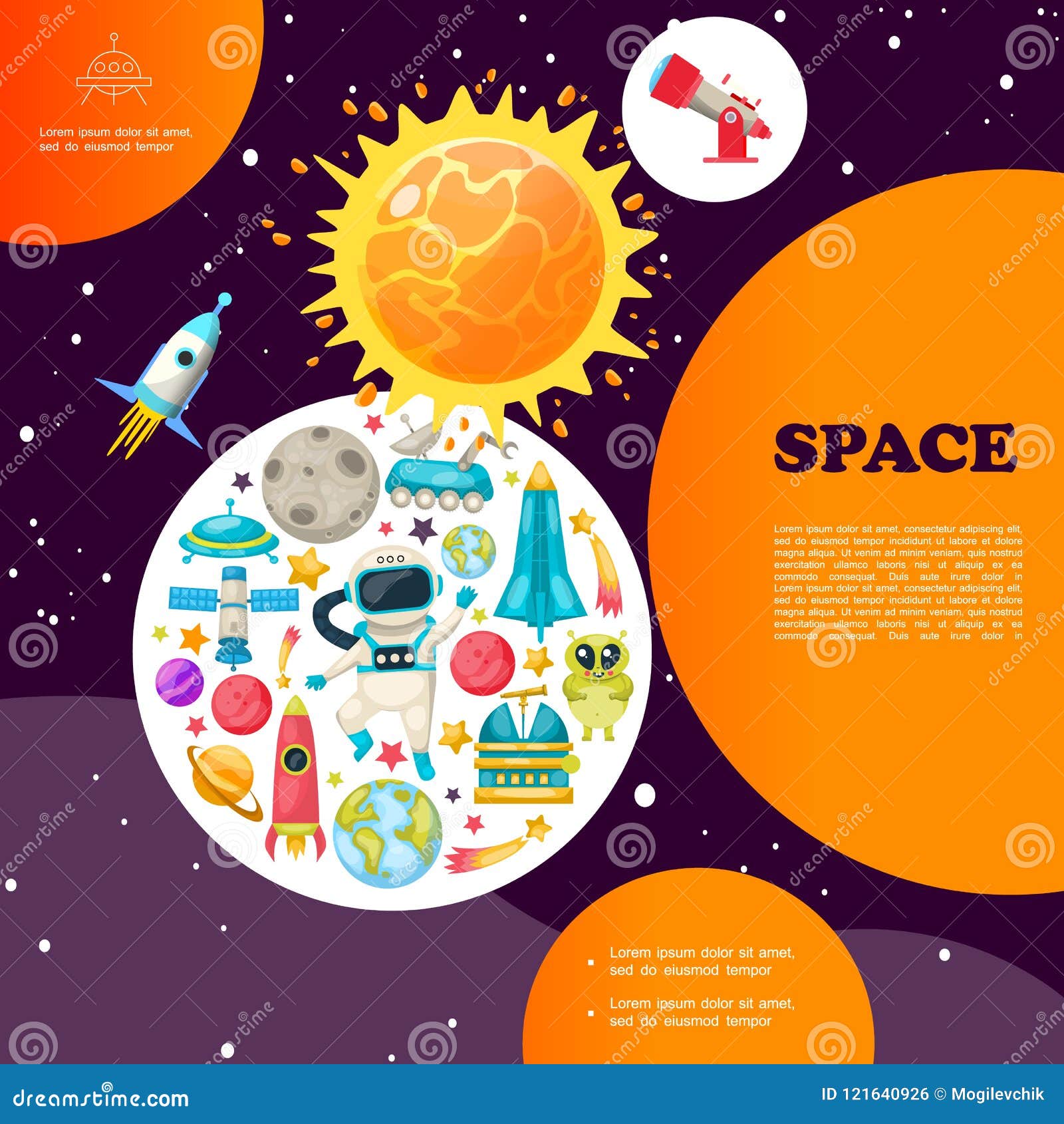 flat space colorful template stock vector illustration of planet