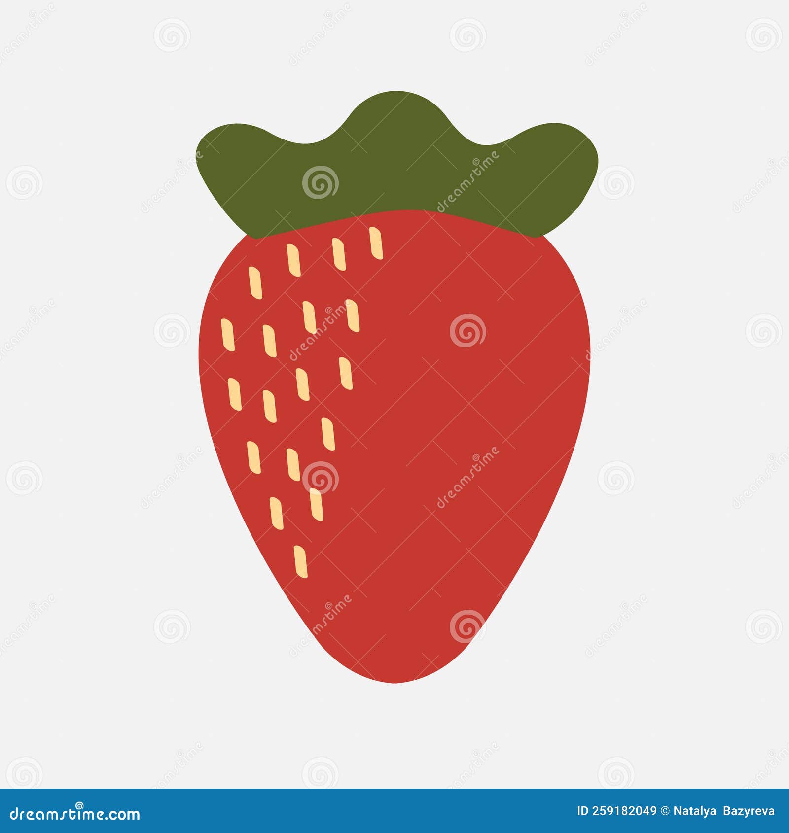 Flat Strawberry Image, Isolated Illustration Stock Vector
