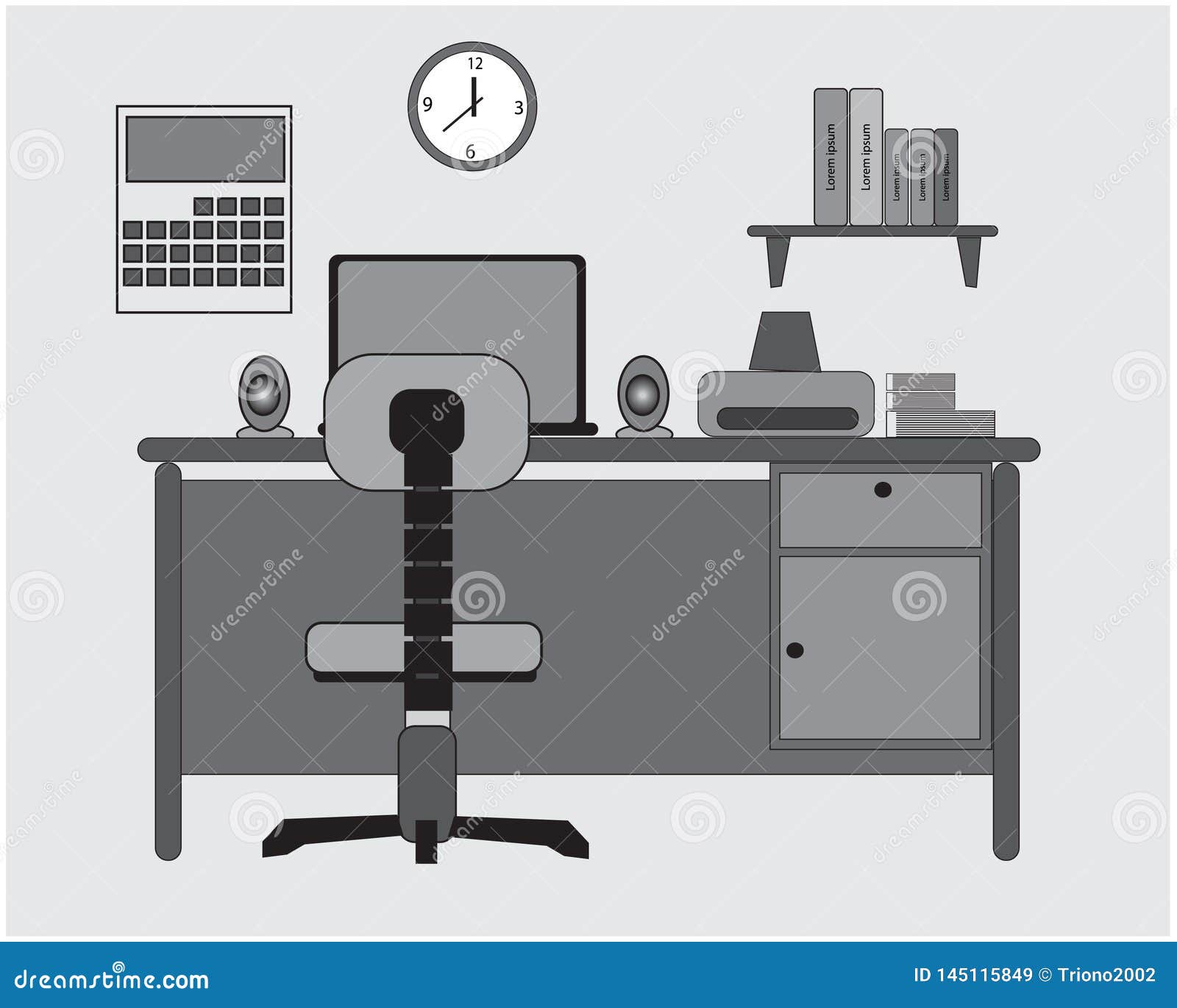Flat Study Desk Design With Laptop Stock Vector Illustration Of