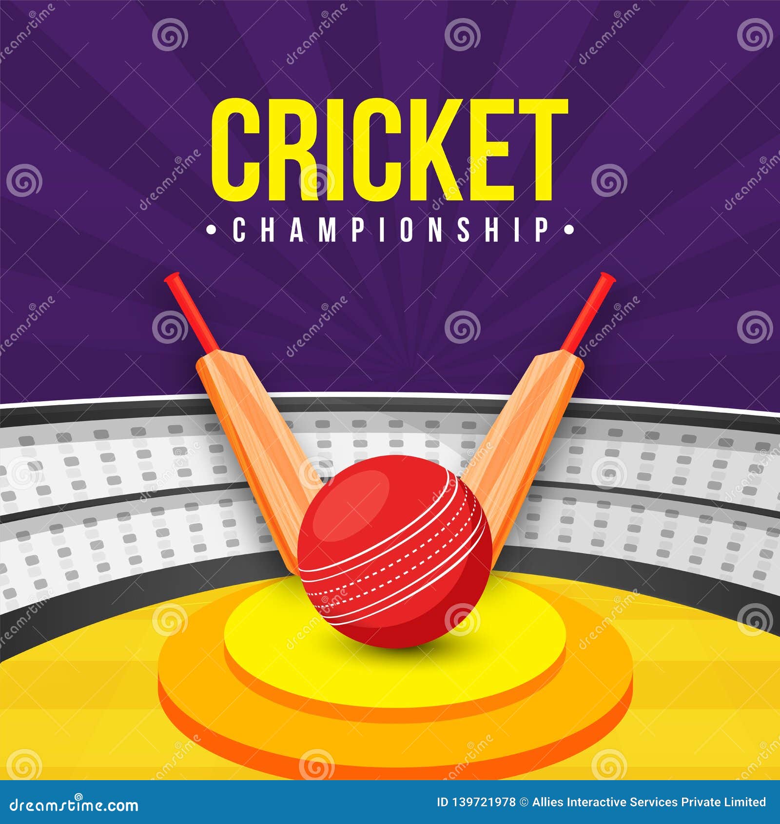 Flat Style Cricket Championship Template or Poster Design. Stock