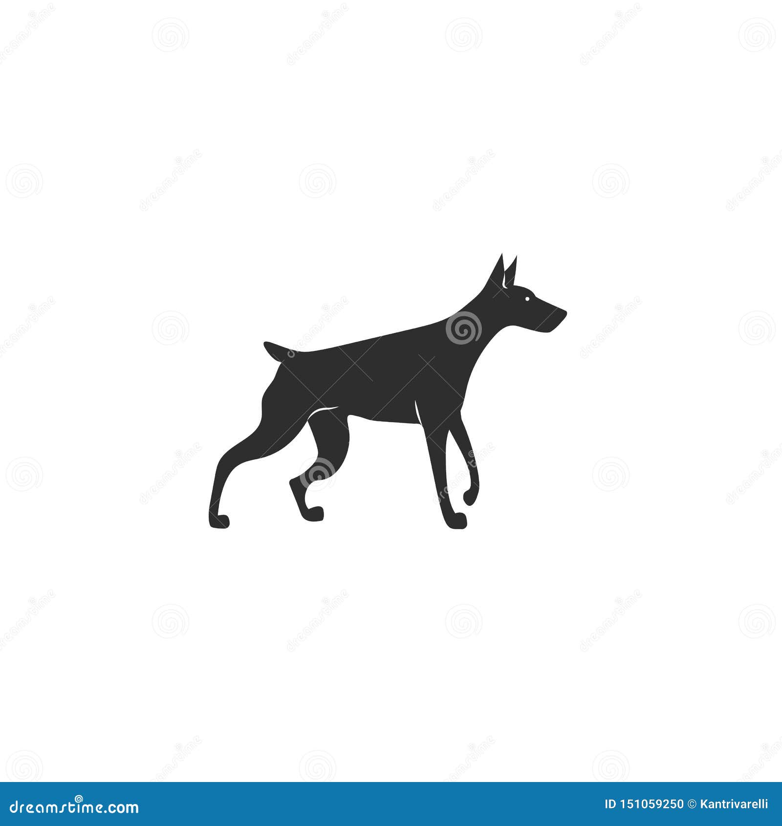 Flat Style Icon of Dobermann. Cute Family Dog Stock Vector ...