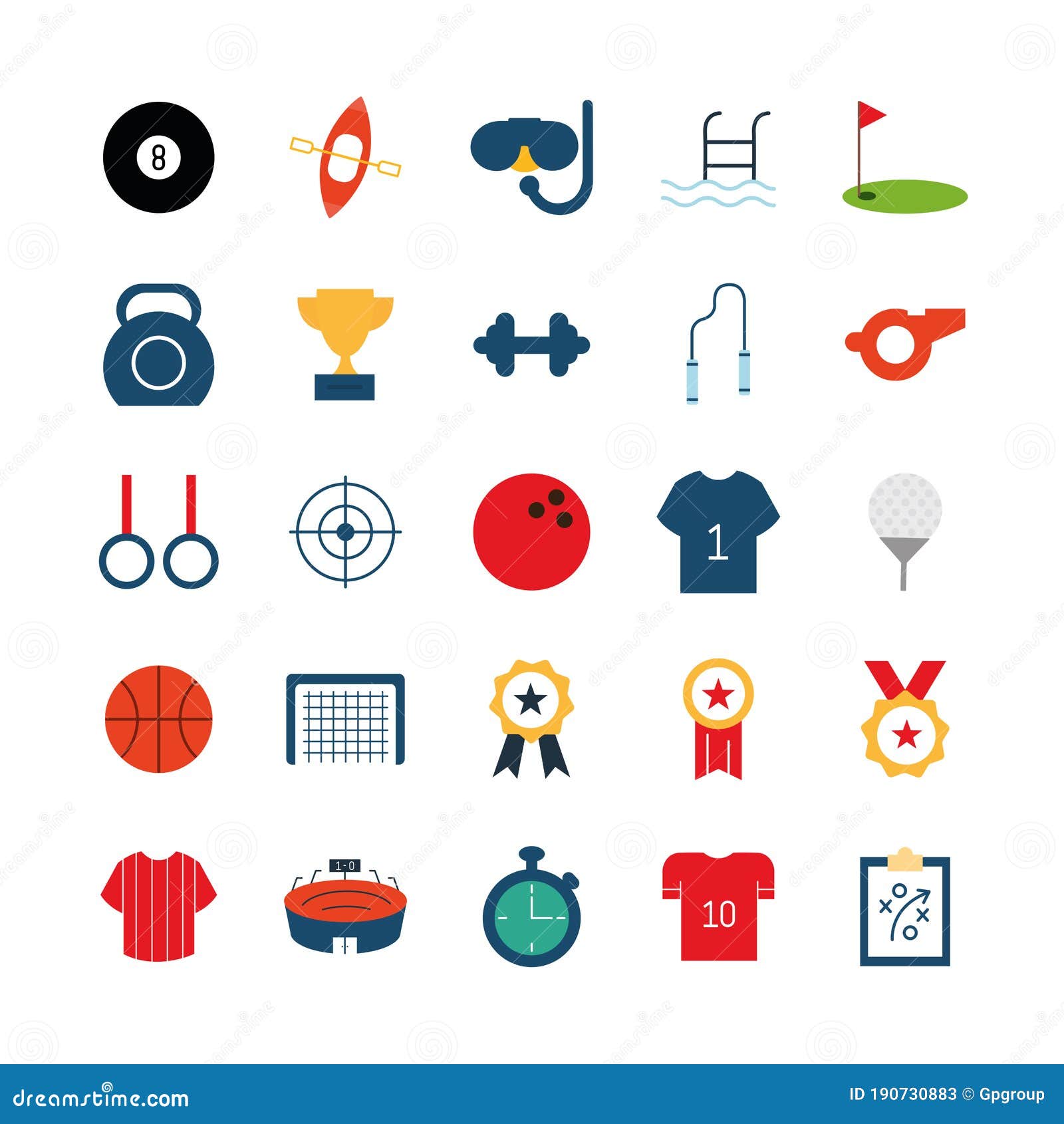 sport flat style icon set  