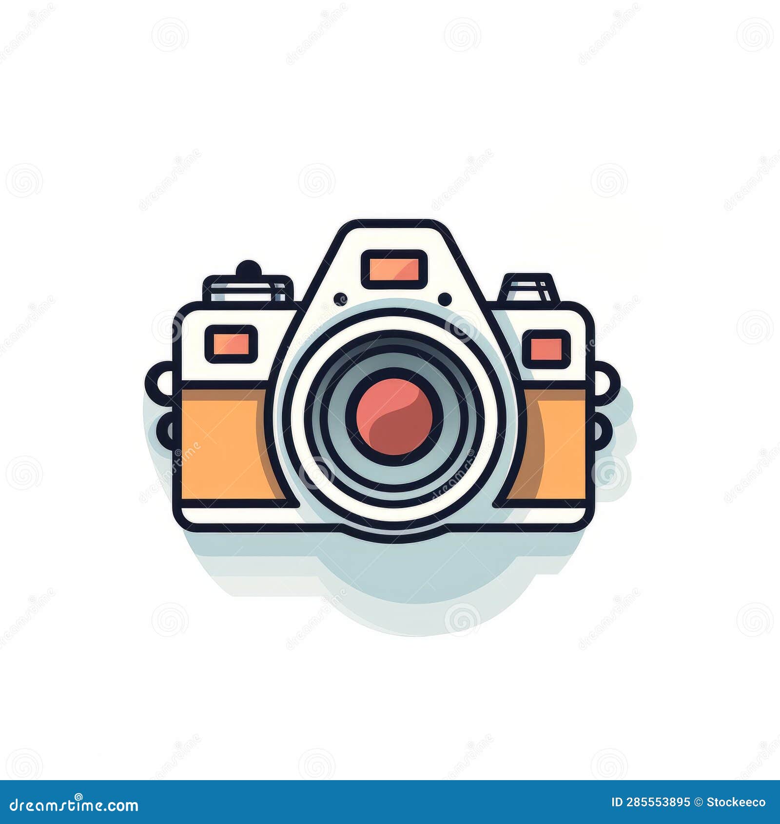 colorful and flat camera icon  with simple line art