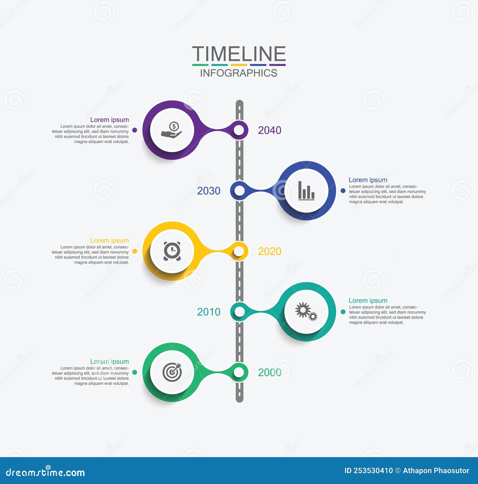 Flat Timeline Infographics Template Colorful Stock Vector