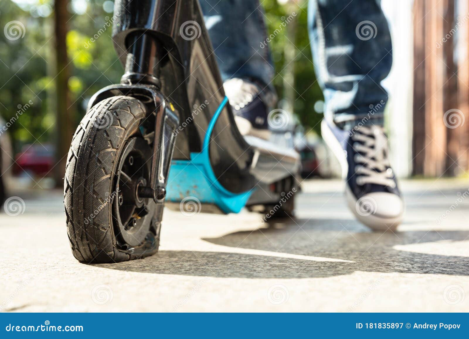 Flat Tire on EScooter stock image. Image of electricity 181835897