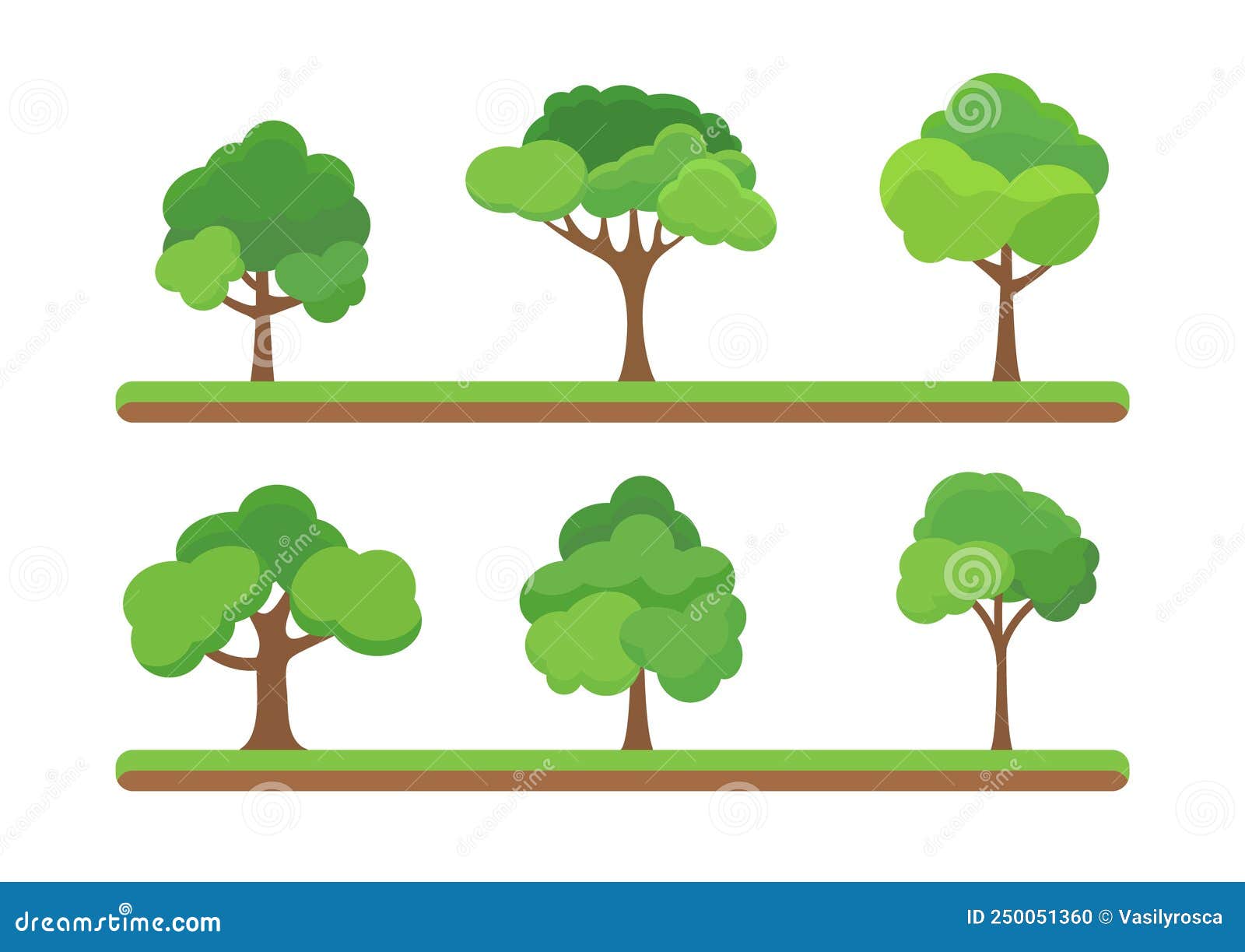 flat tree icon . trees forest simple plant silhouette icon. nature oak organic set 