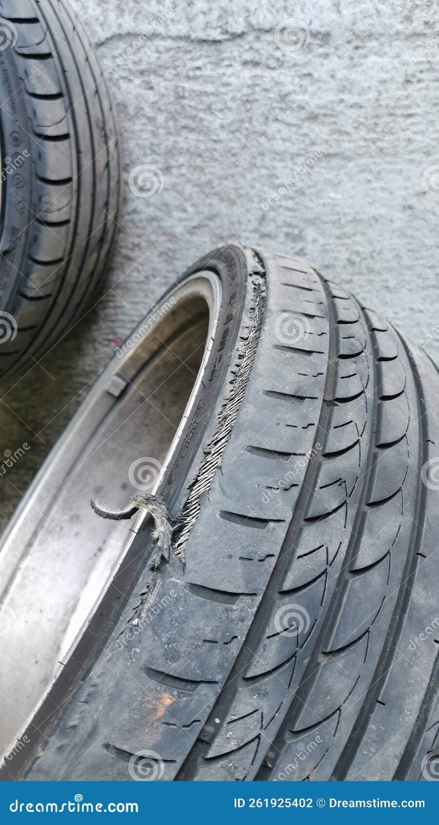 Flat tyre car broken rim stock photo. Image of broken 261925402