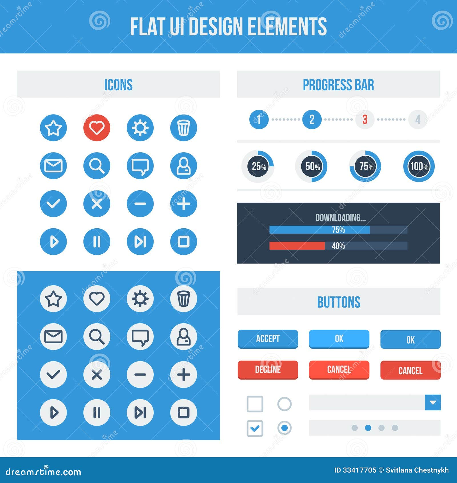 Download Flat UI design elements stock vector. Illustration of dark ...