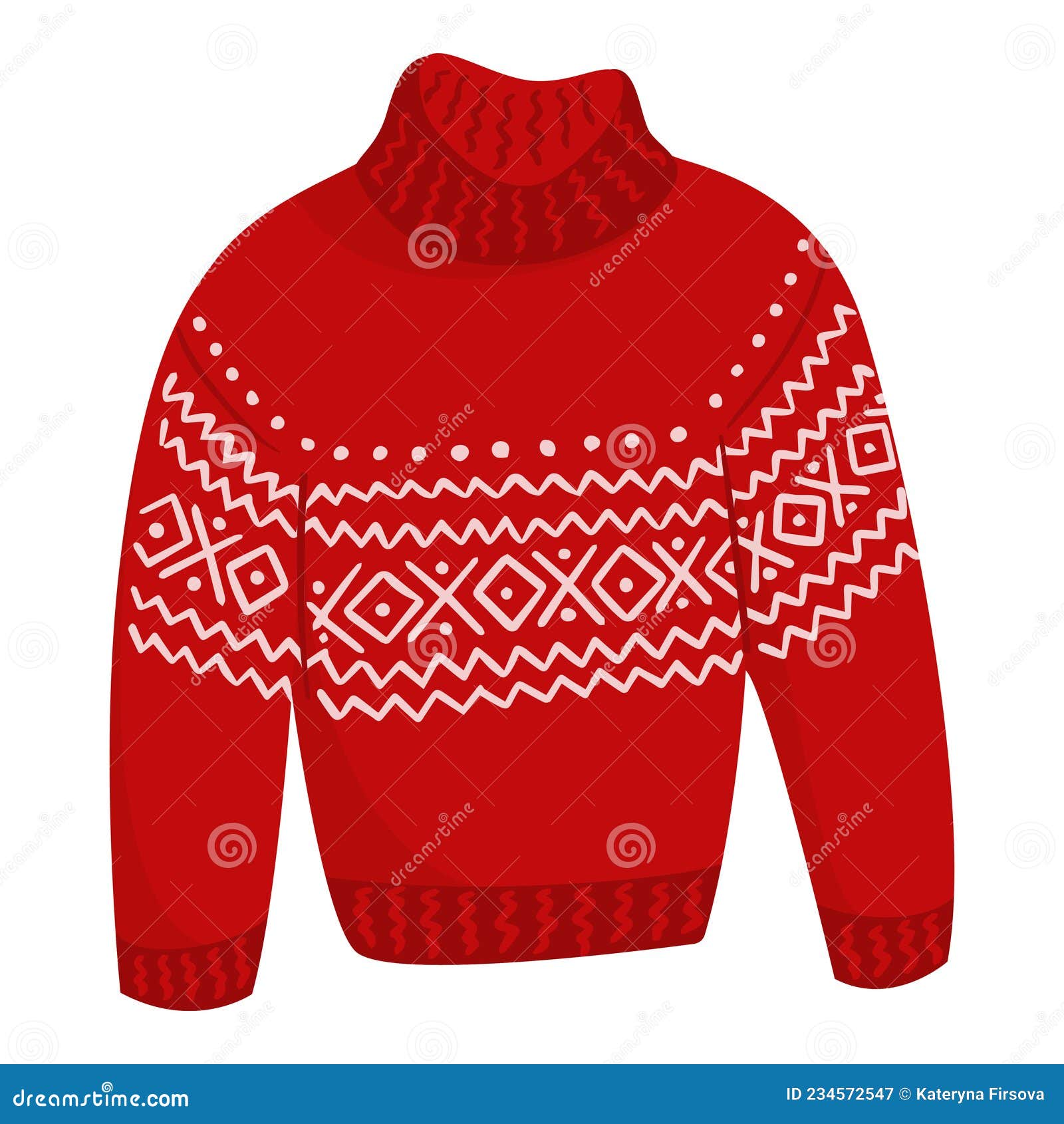 Flat Vector Cartoon Illustration of a Cozy Warm Red Sweater with a New Year  S Pattern. Christmas Knitted Warm Clothes on Stock Vector - Illustration of  winter, clothes: 234572547