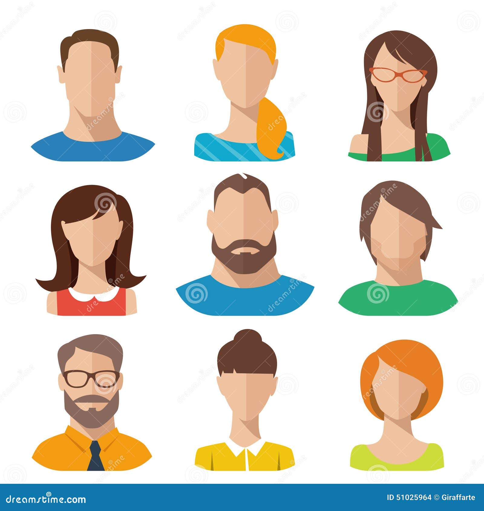 Flat vector characters stock vector. Illustration of hair 