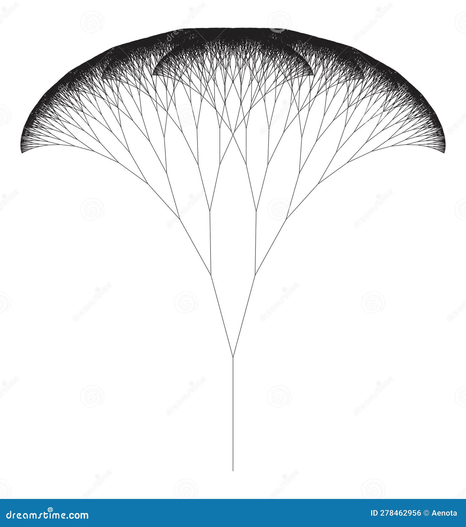 flat  computer generated l-system fractal tree generative art