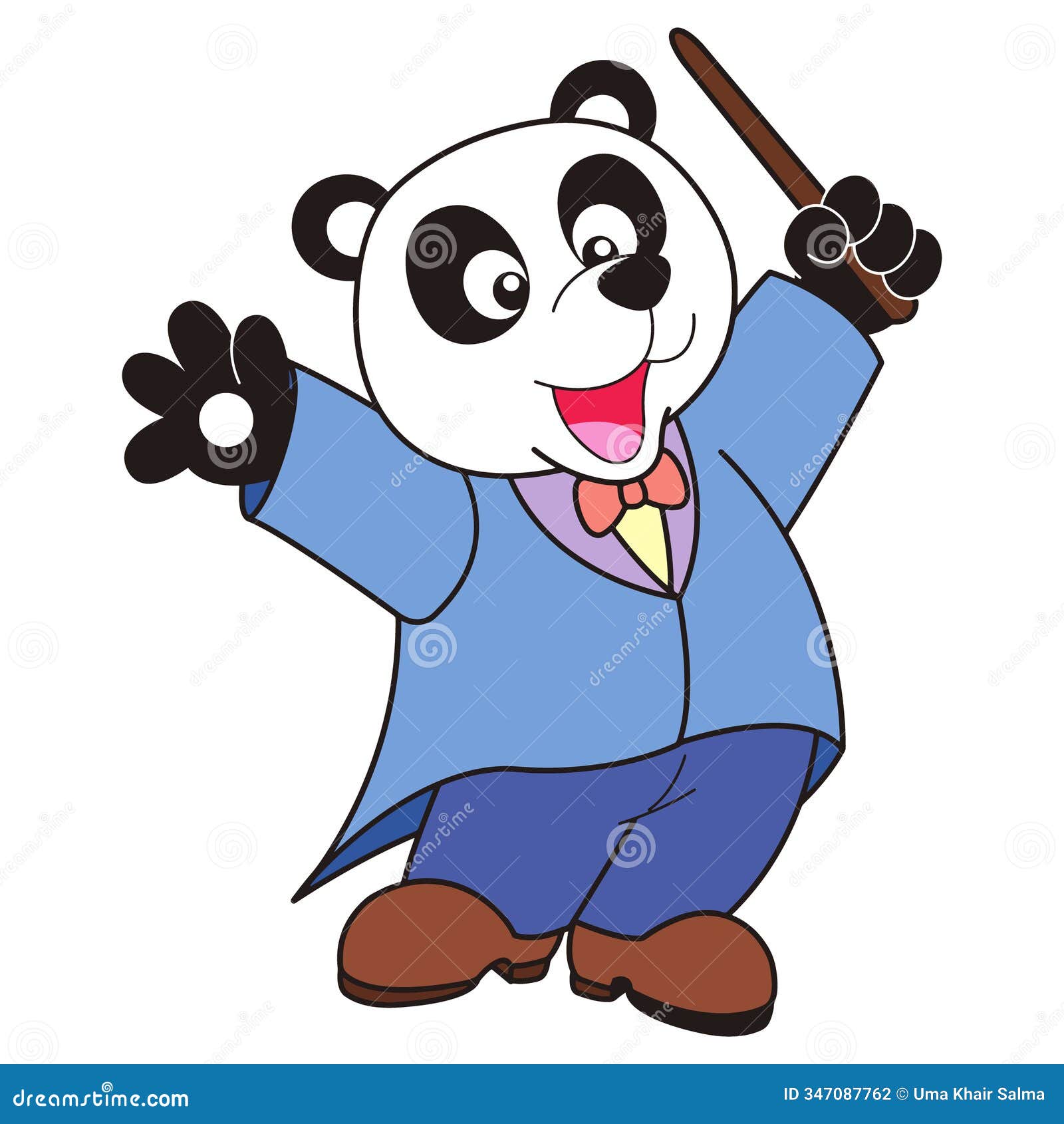 cute panda with bamboo,   eps