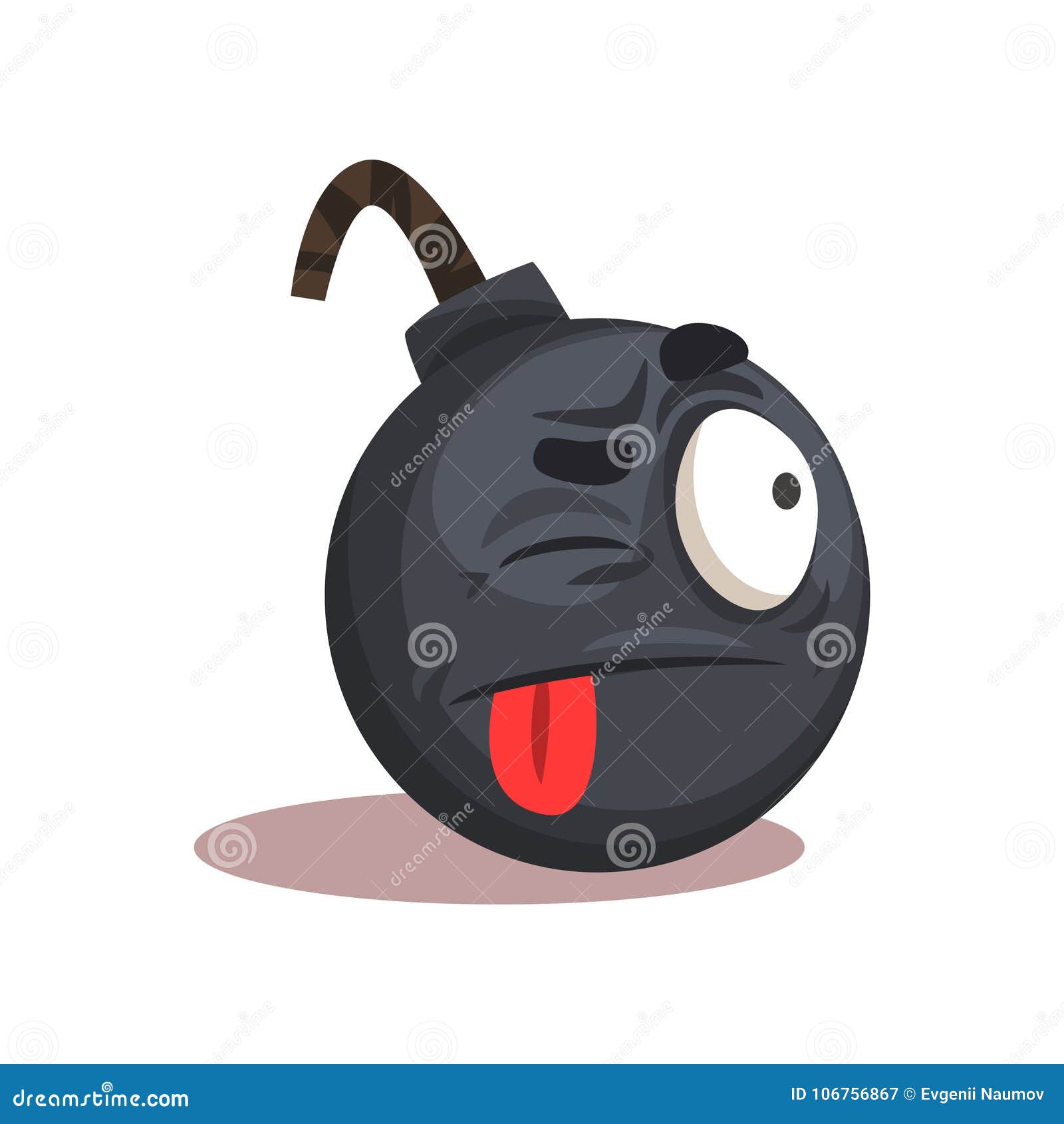 flat vector design of bomb emoji face with winking eye and red